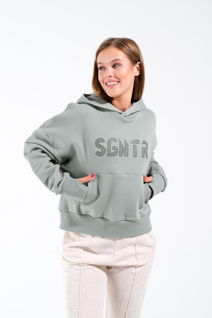 Kadın Kapüşonlu Oversize Kanguru Cepli Sweatshirt