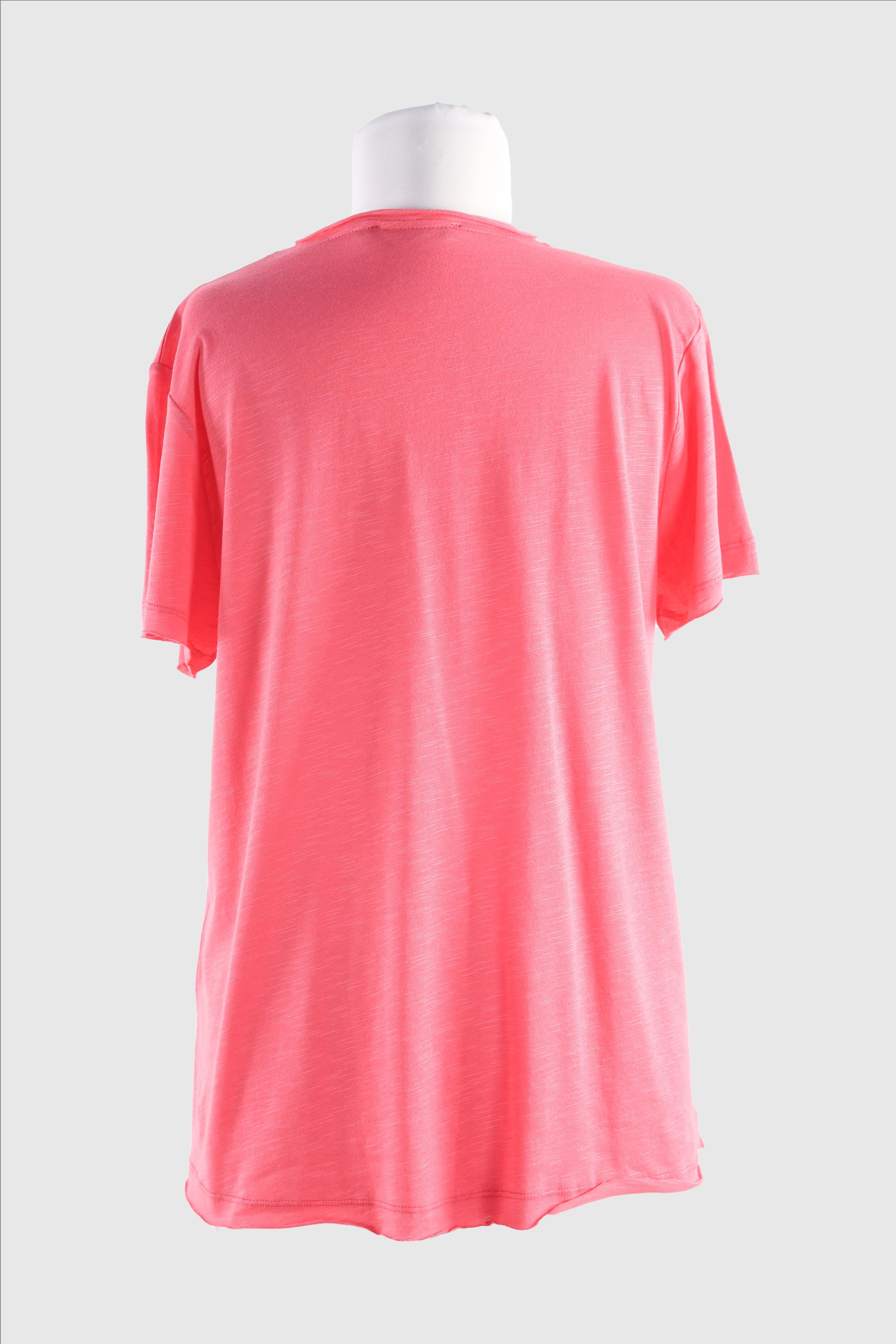 2093_Baskılı V Yaka Kısa Kollu T-shirt