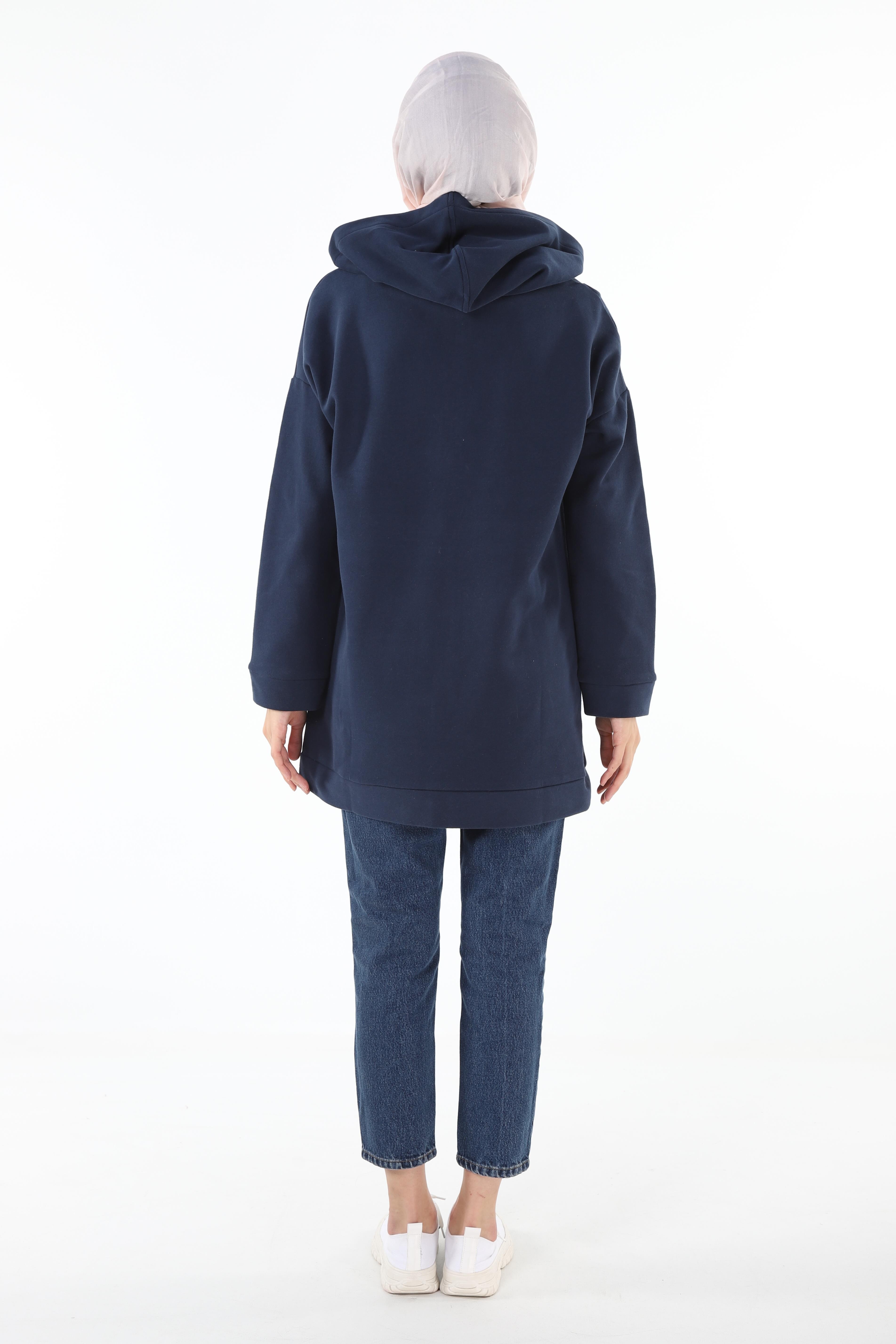 1929_Fermuarlı Tesettür Sweatshirt