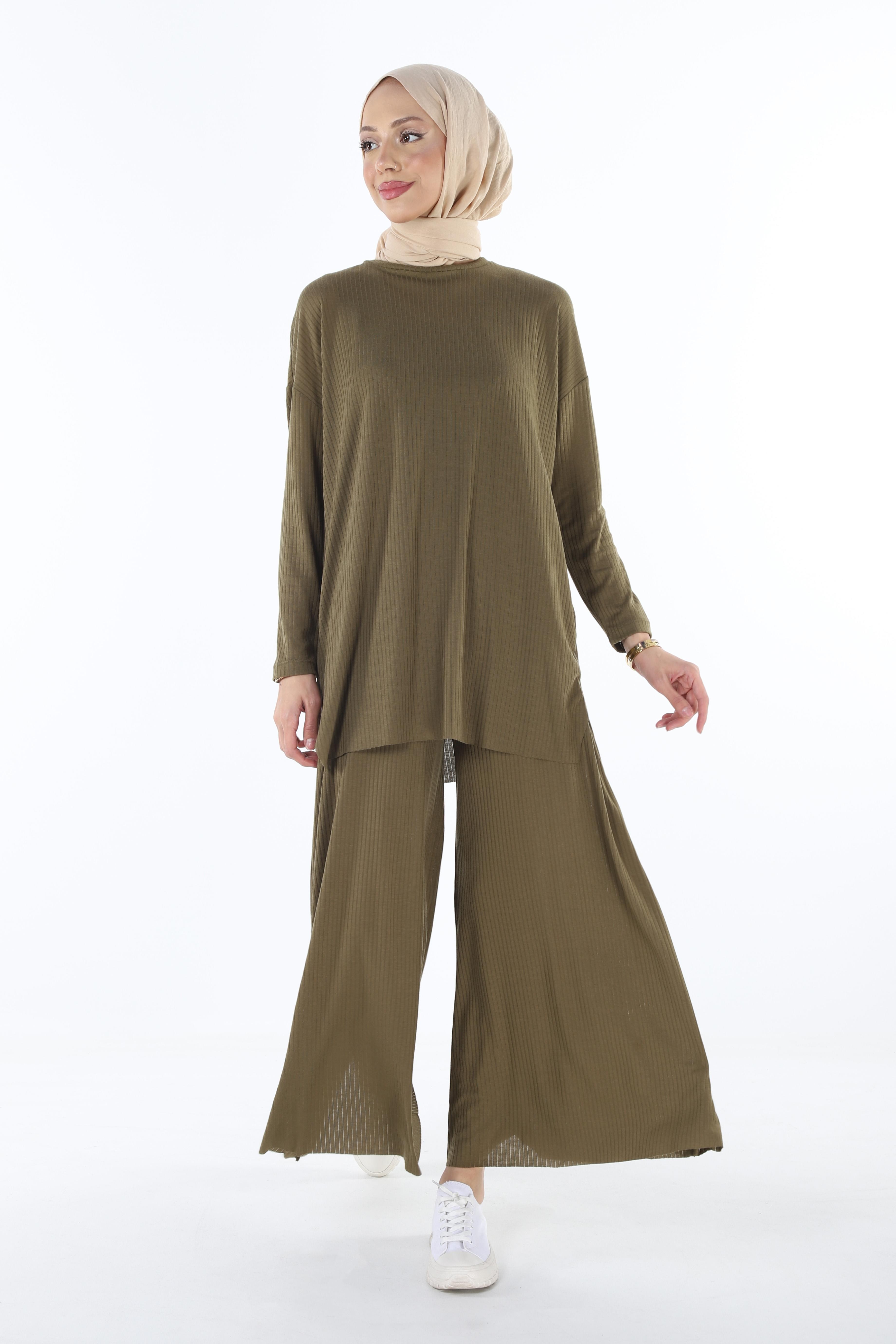 2150_Tesettür Kaşkorse Tunik- Pantolon
