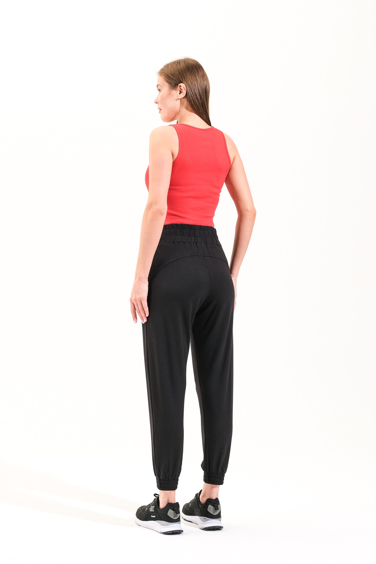 725909_ Kadın Cepli Bel ve Paça Lastikli Modal Jogger Pantolonu