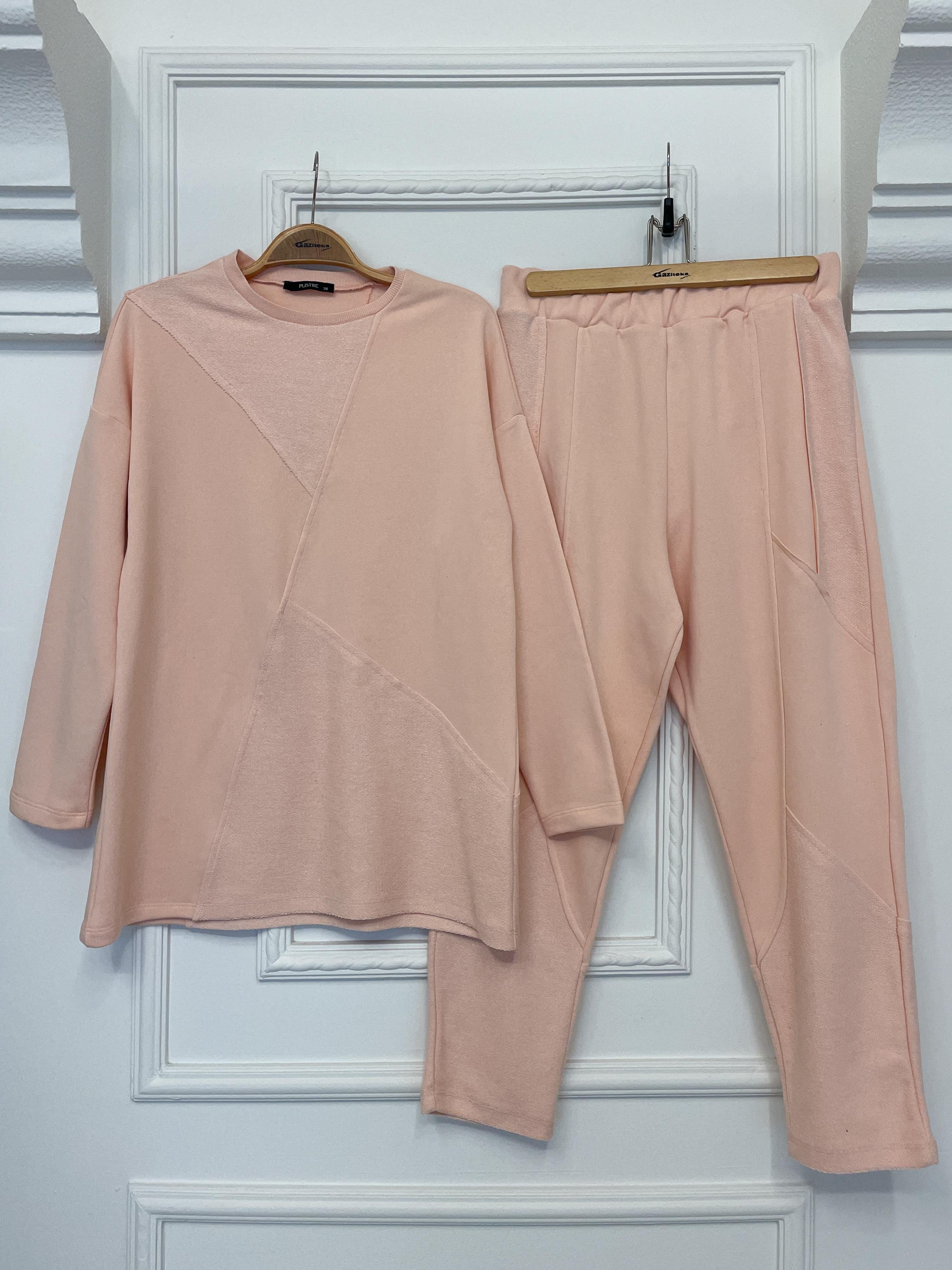 2228_Dikiş Detaylı Oversize Eşofman Tesettür Takım
