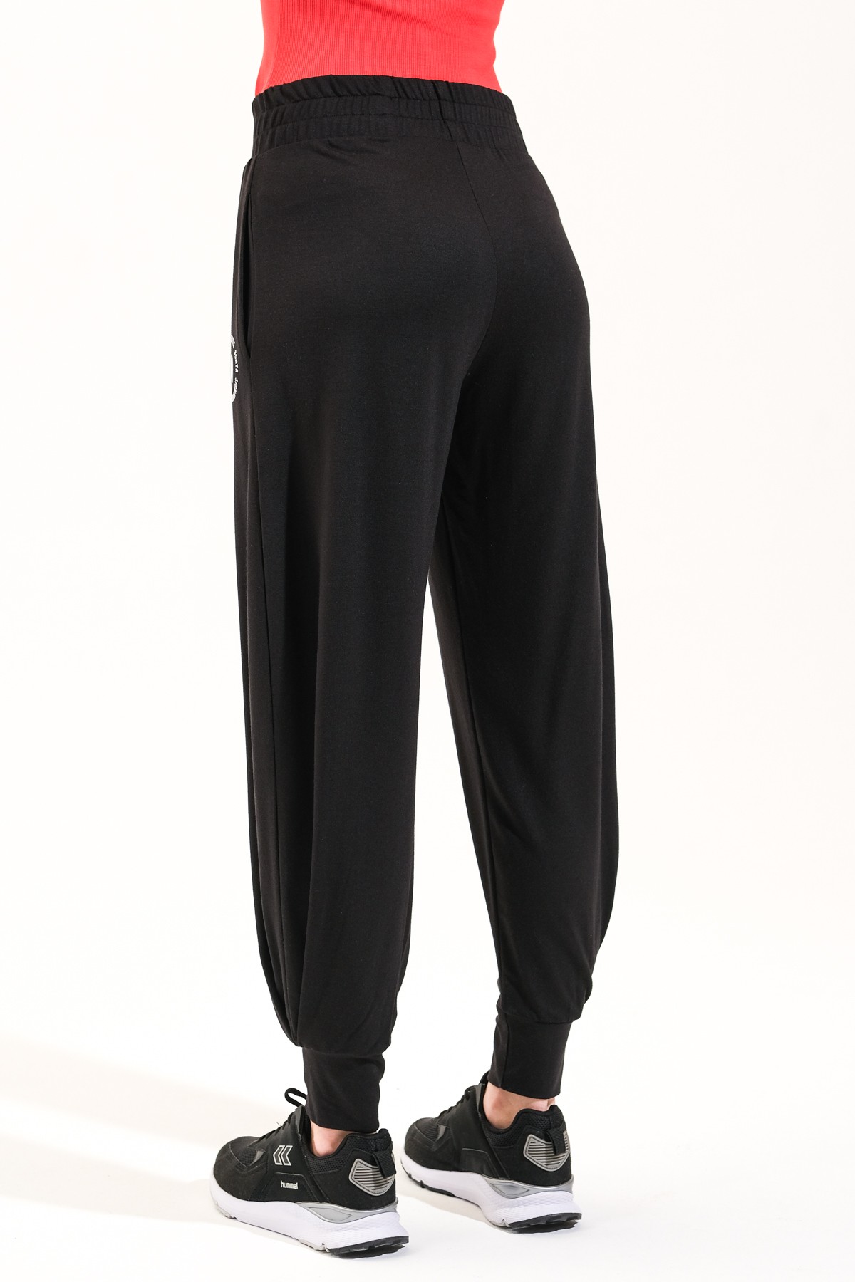 725911_Beli Lastikli Hafif Modal Kumaş Şalvar Görünümlü Harem Pantolon Yoga Pantolonu