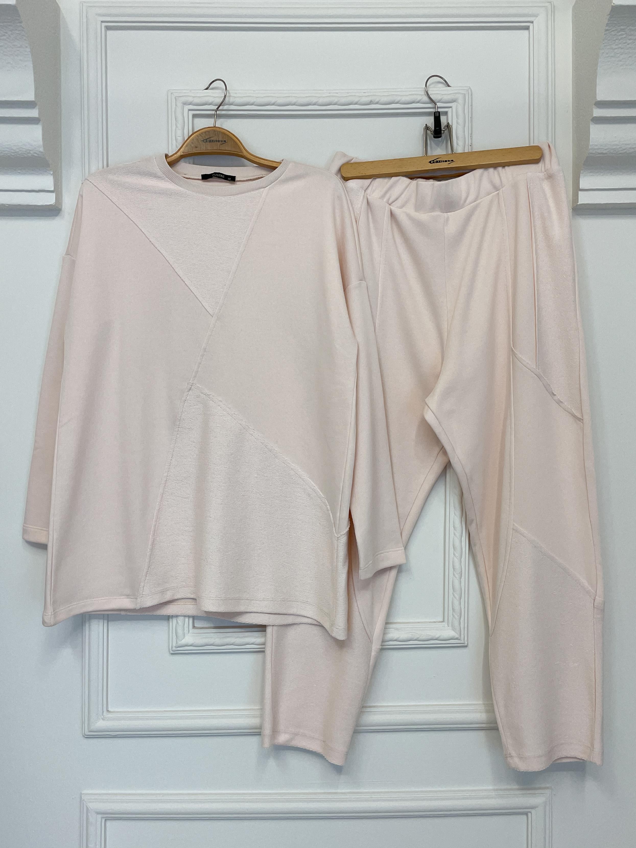 2228_Dikiş Detaylı Oversize Eşofman Tesettür Takım