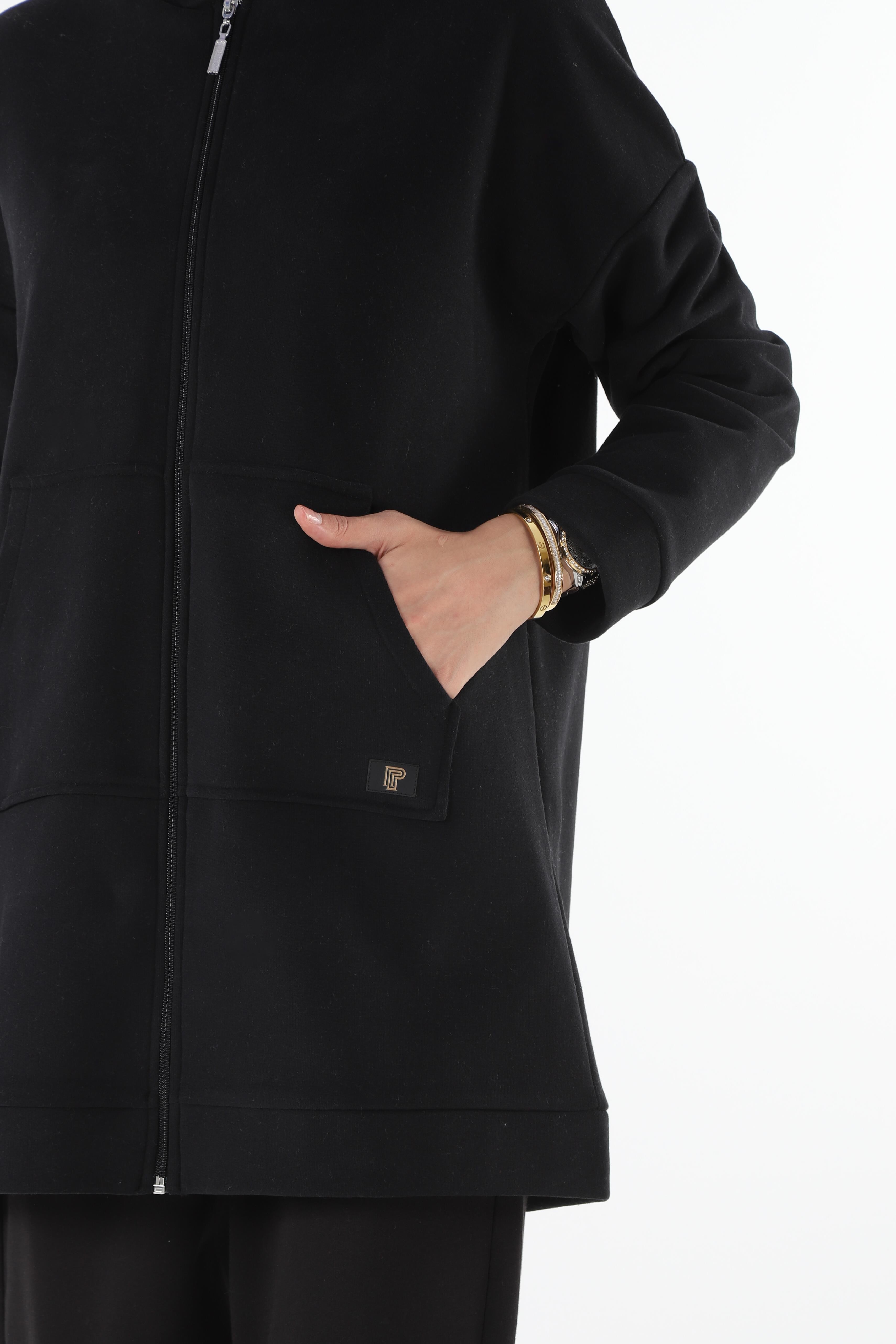 1929_Fermuarlı Tesettür Sweatshirt