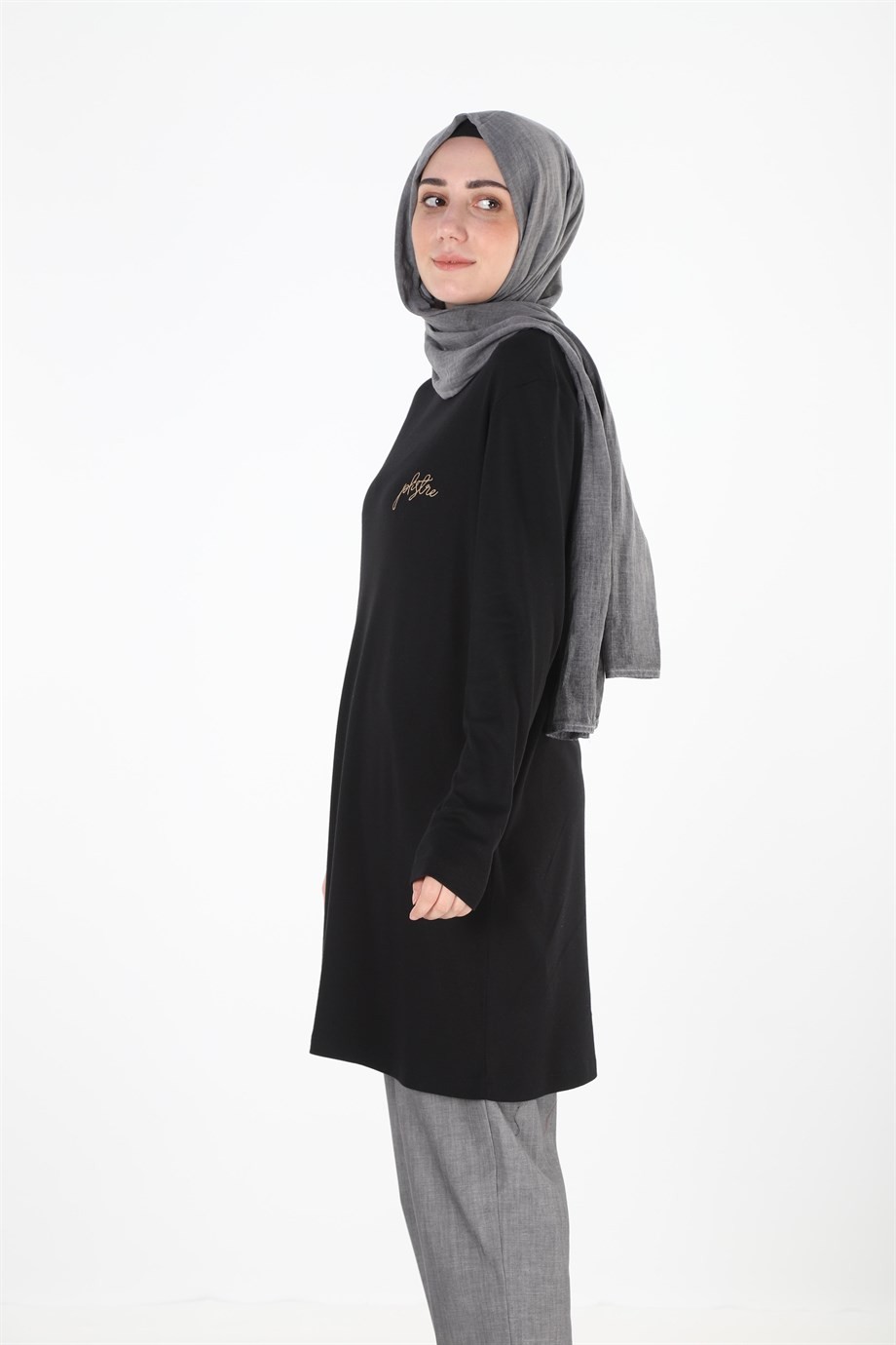 1451_Nakışlı Basic Tesettür Tunik