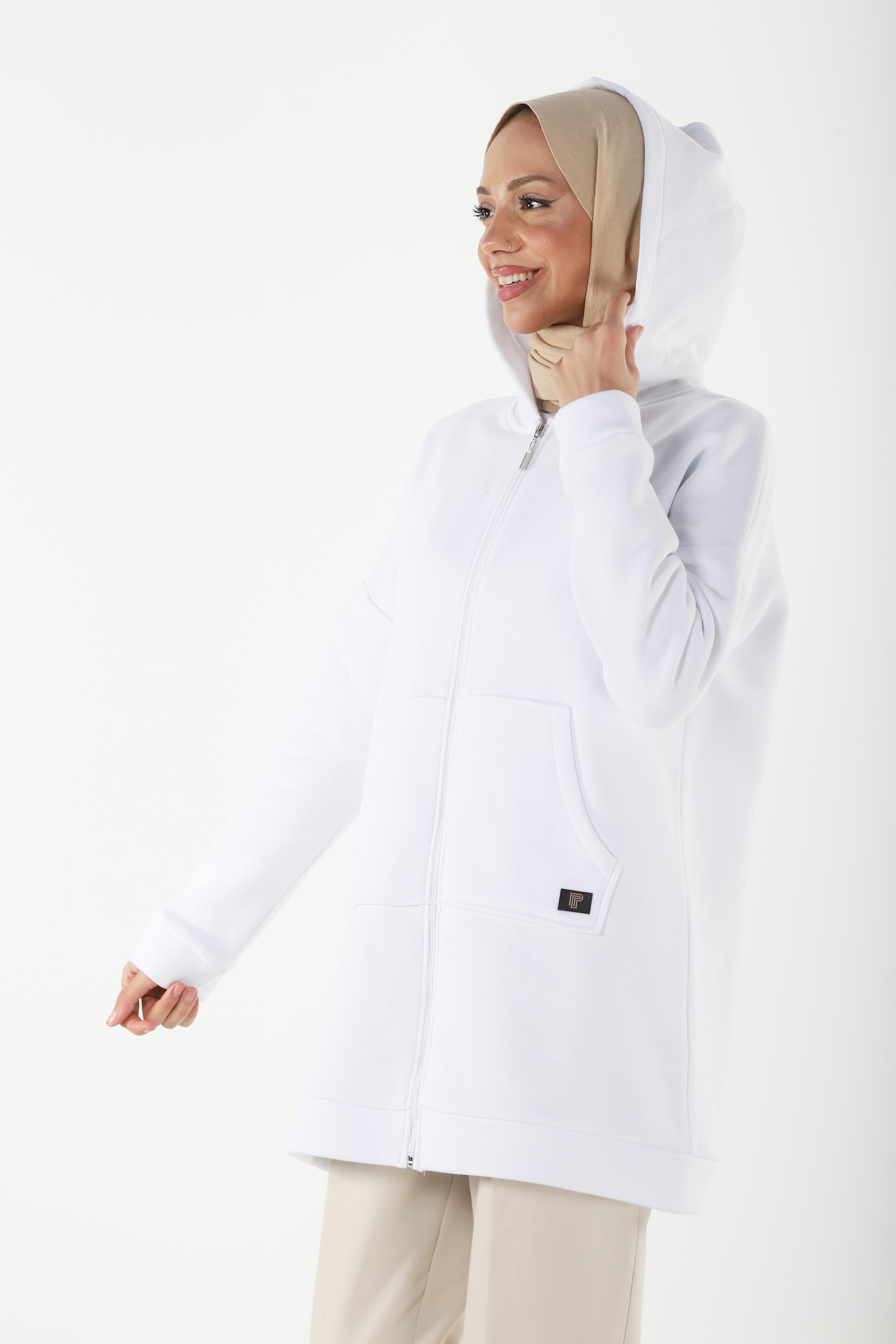 1929_Fermuarlı Tesettür Sweatshirt