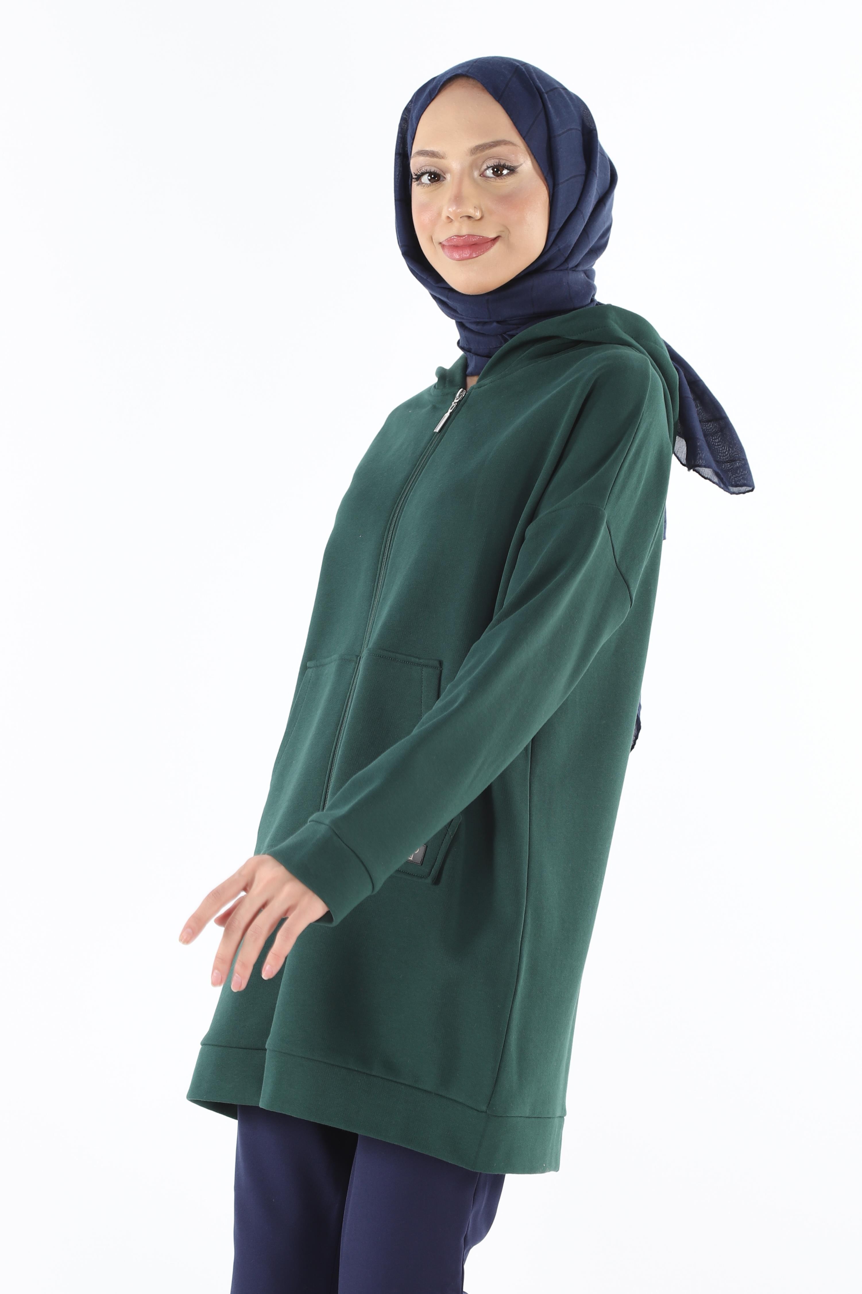 1929_Fermuarlı Tesettür Sweatshirt