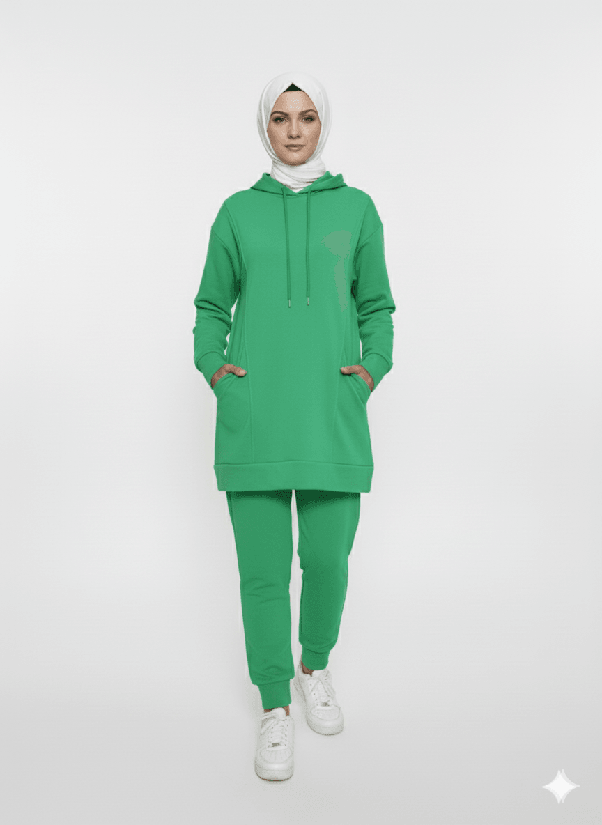 2273_Kapüşonlu Sweatshirt & Pantolon Eşofman Takımı