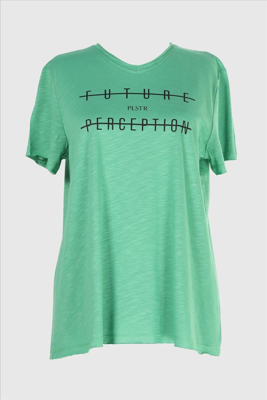 2093_Baskılı V Yaka Kısa Kollu T-shirt