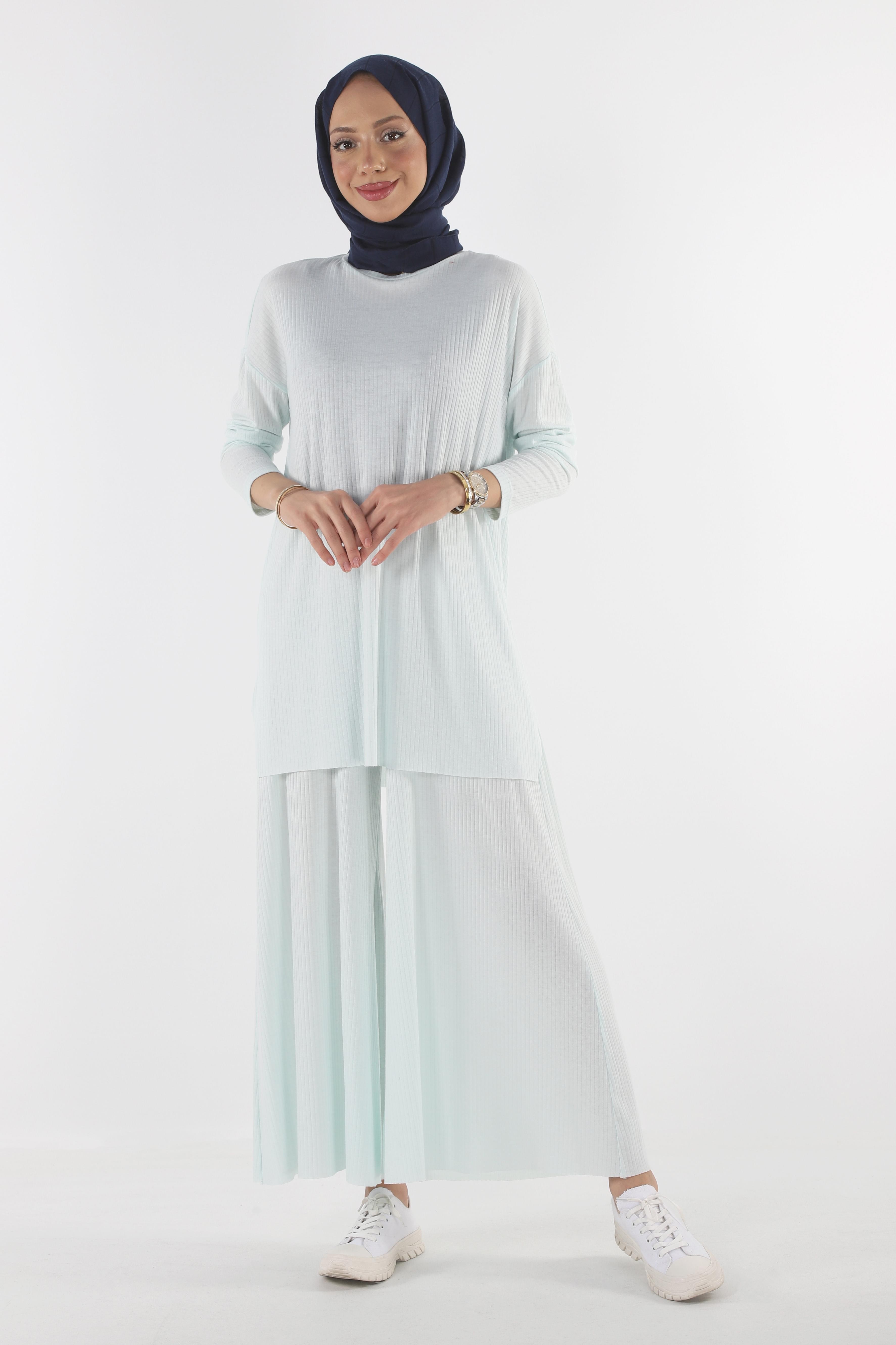 2150_Tesettür Kaşkorse Tunik- Pantolon