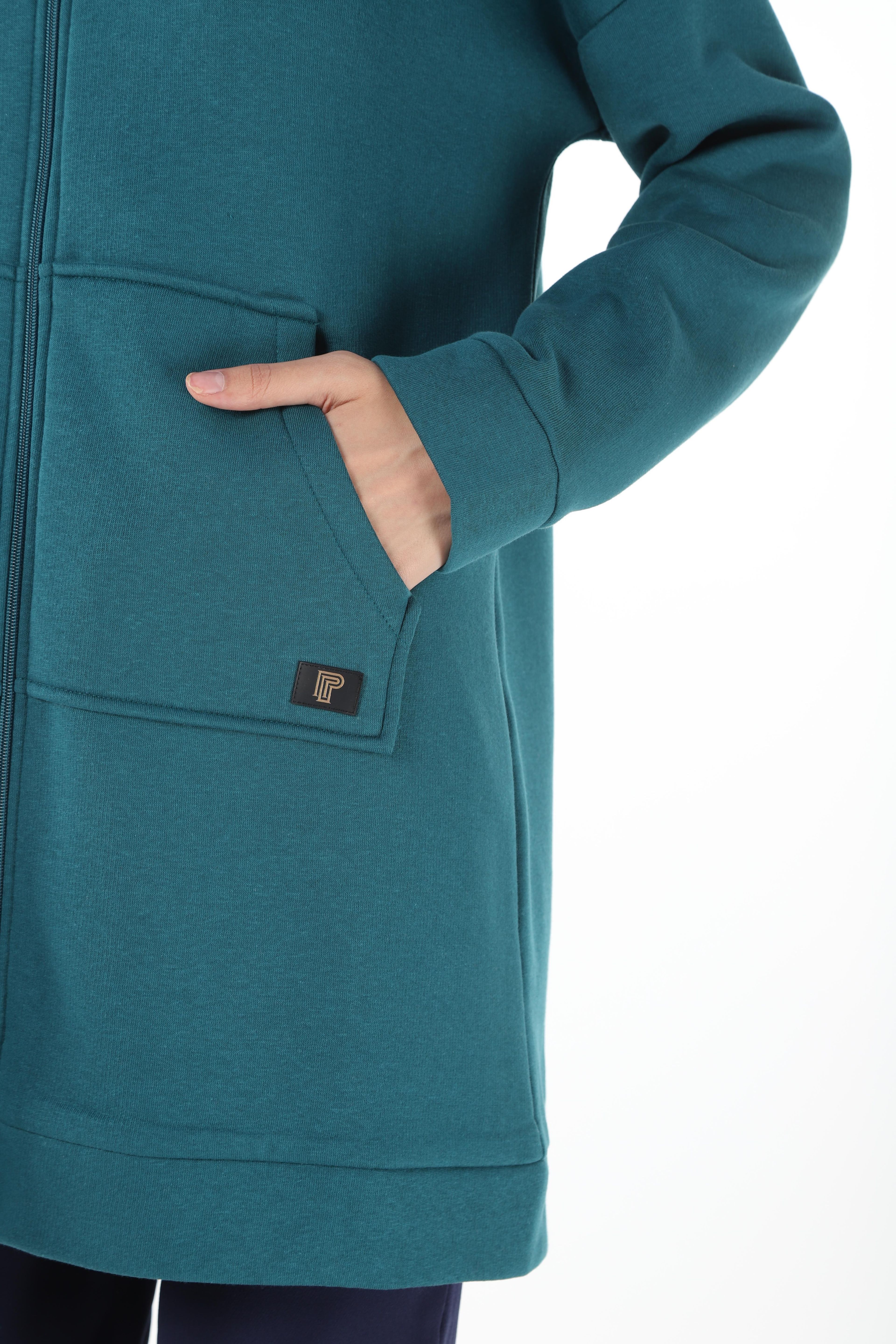 1929_Fermuarlı Tesettür Sweatshirt