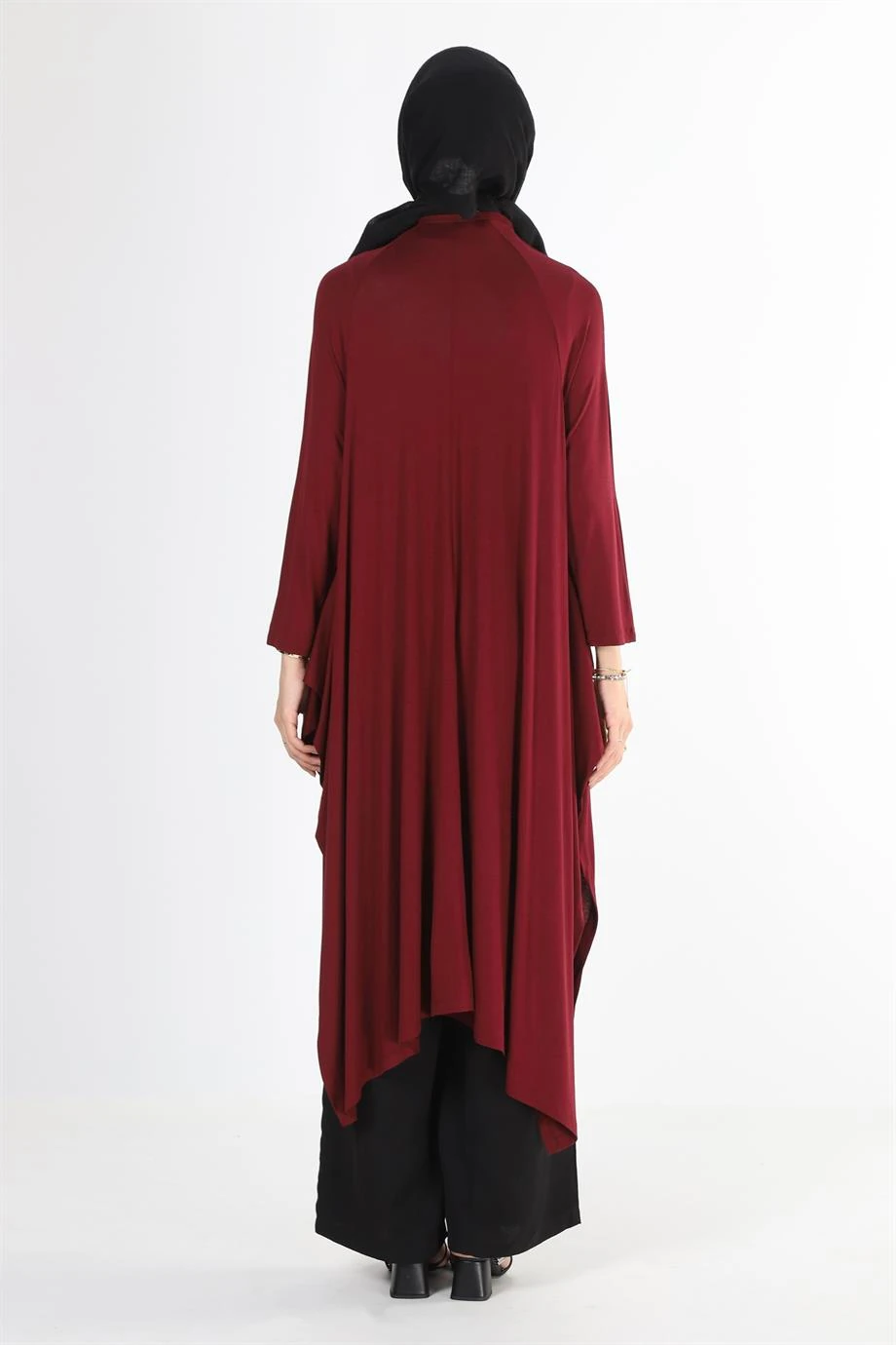 1220_Asimetrik Kesim Plistre Tesettür Tunik