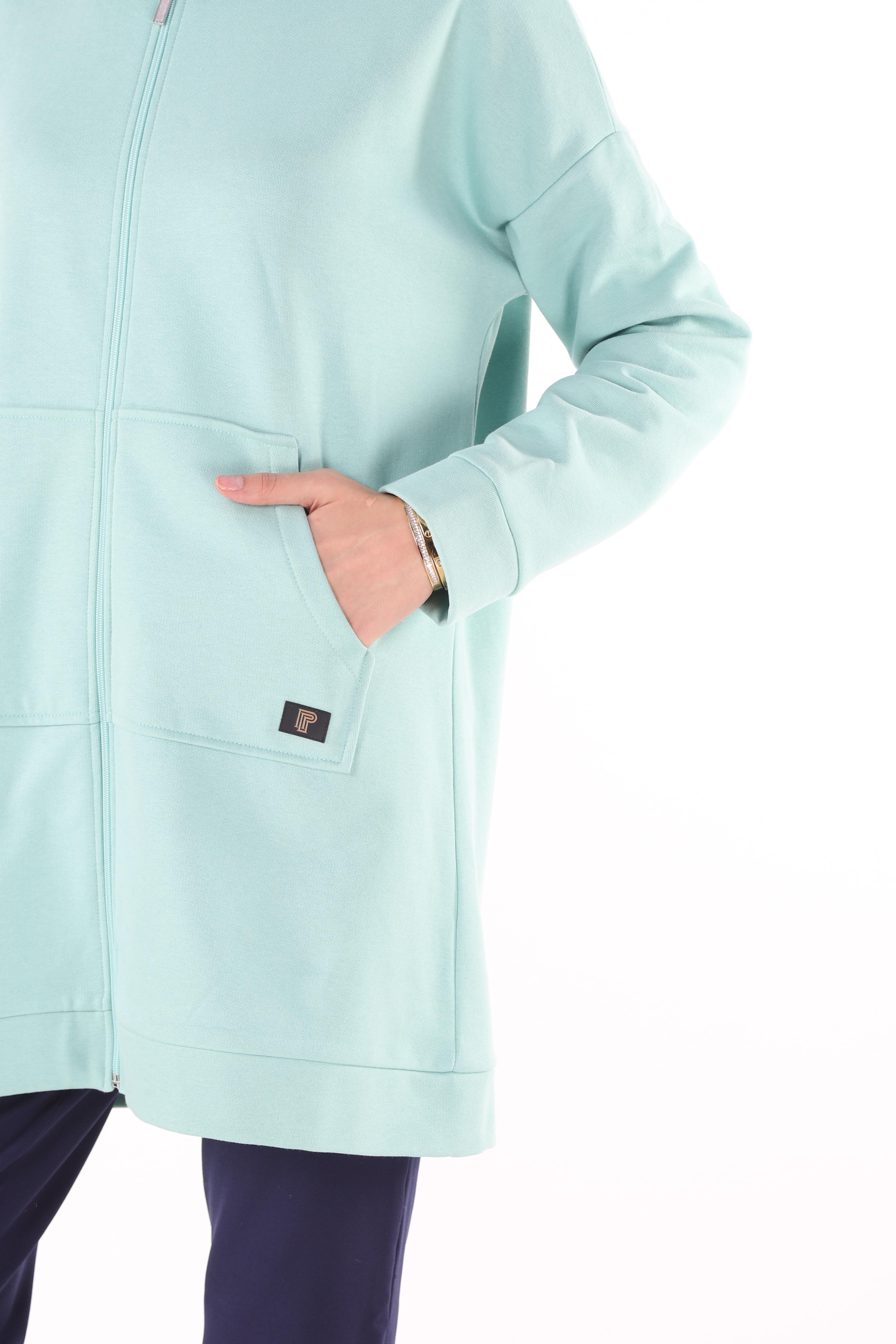 1929_Fermuarlı Tesettür Sweatshirt