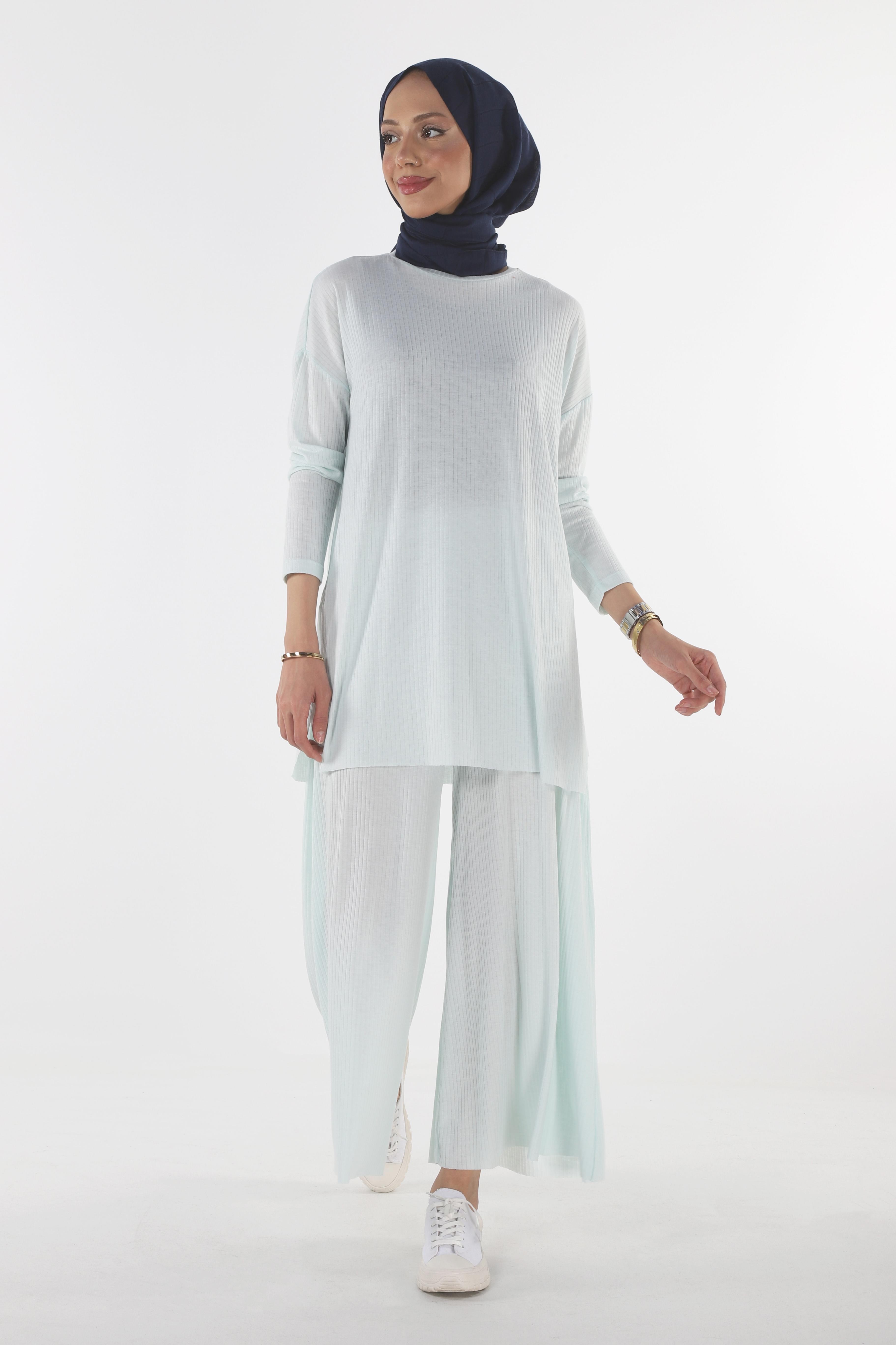 2150_Tesettür Kaşkorse Tunik- Pantolon