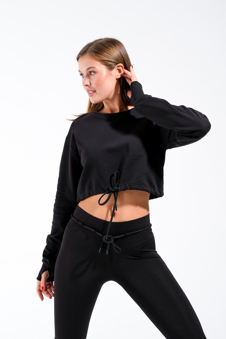 Kadın Yuvarlak Yaka Crop Sweatshirt