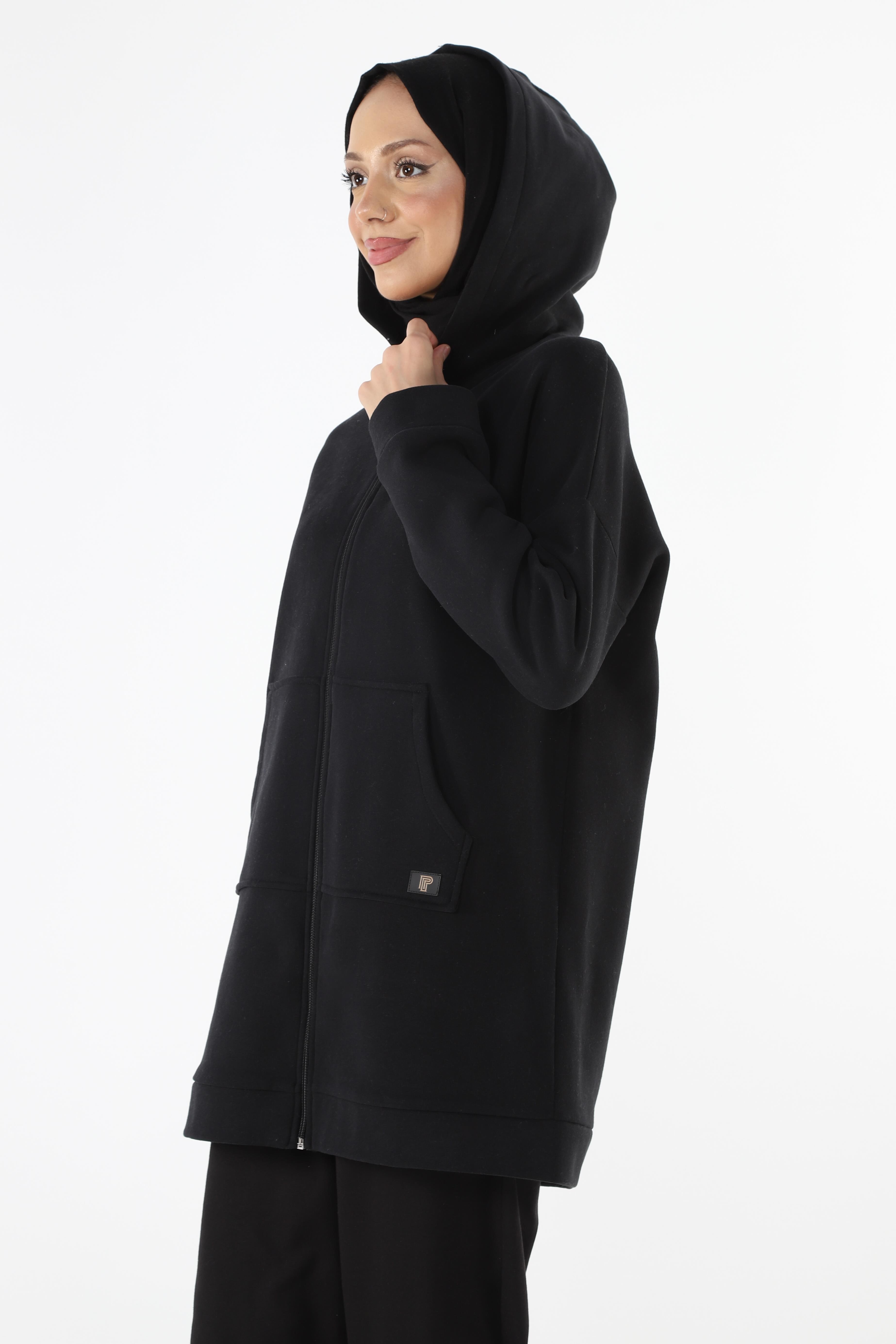 1929_Fermuarlı Tesettür Sweatshirt