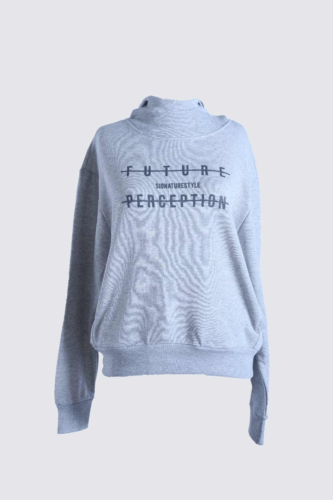 Yüksek Yaka Kapüşonlu Cepli Oversize Hoodie Sweatshirt