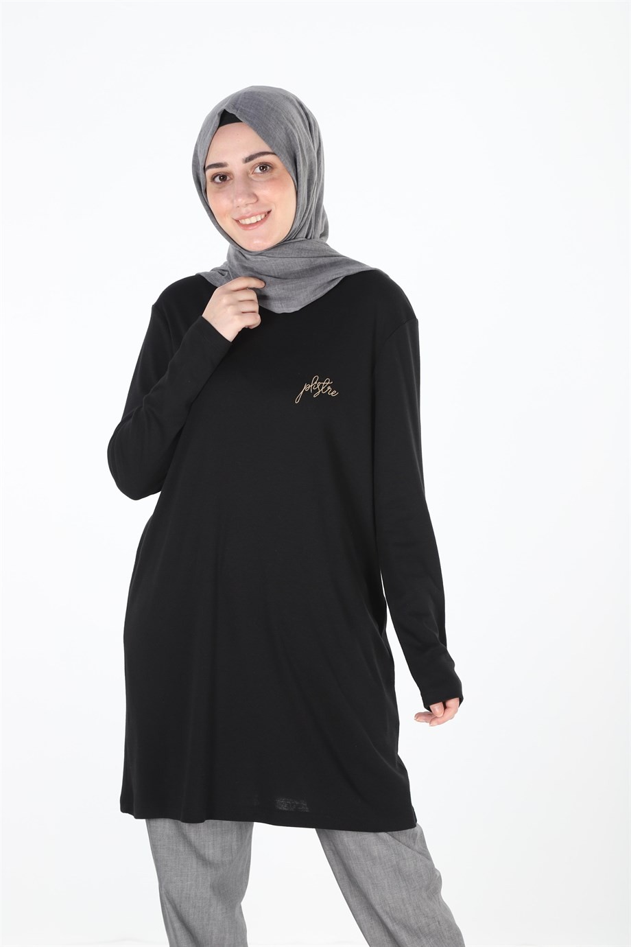 1451_Nakışlı Basic Tesettür Tunik