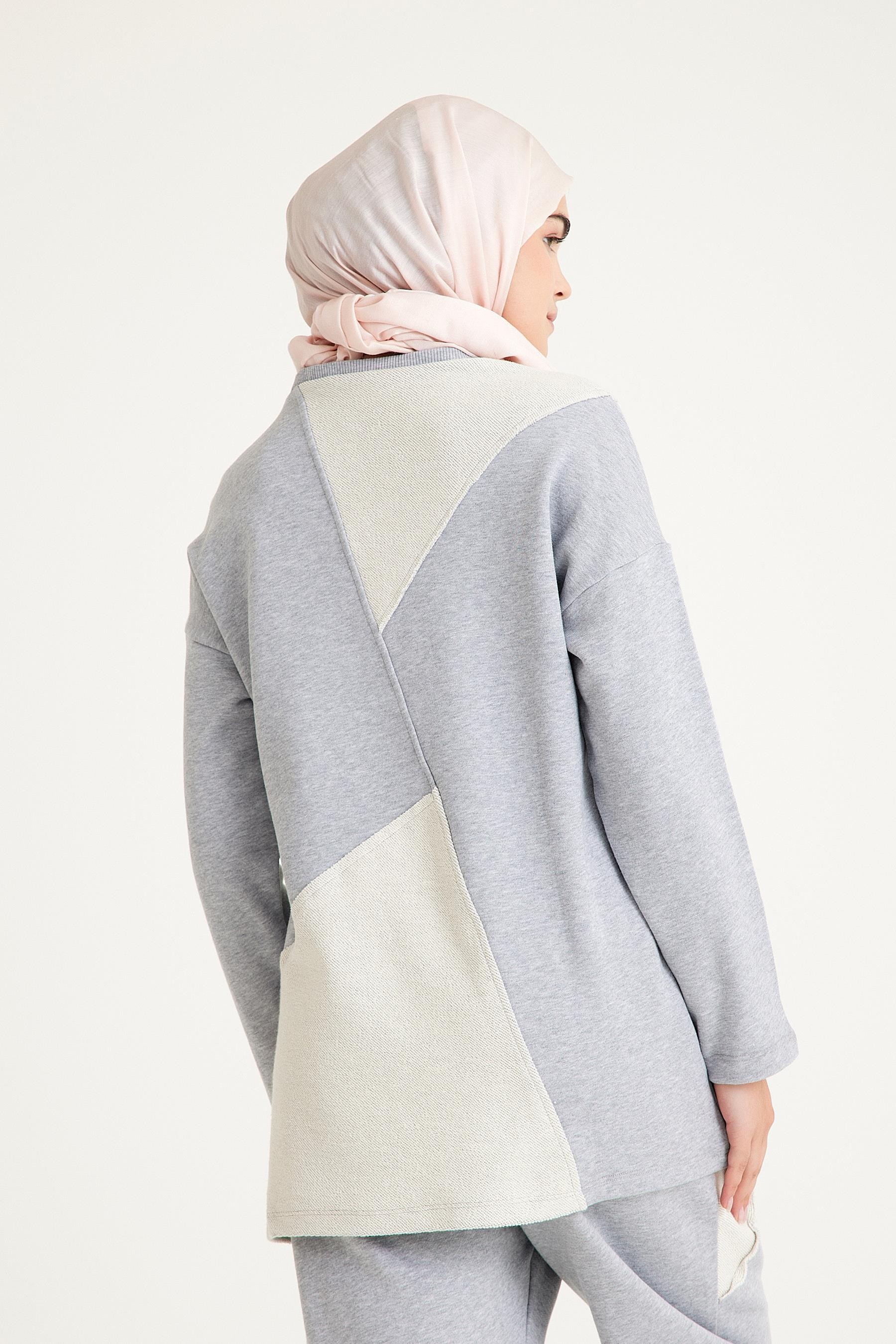 2228_Dikiş Detaylı Oversize Eşofman Tesettür Takım