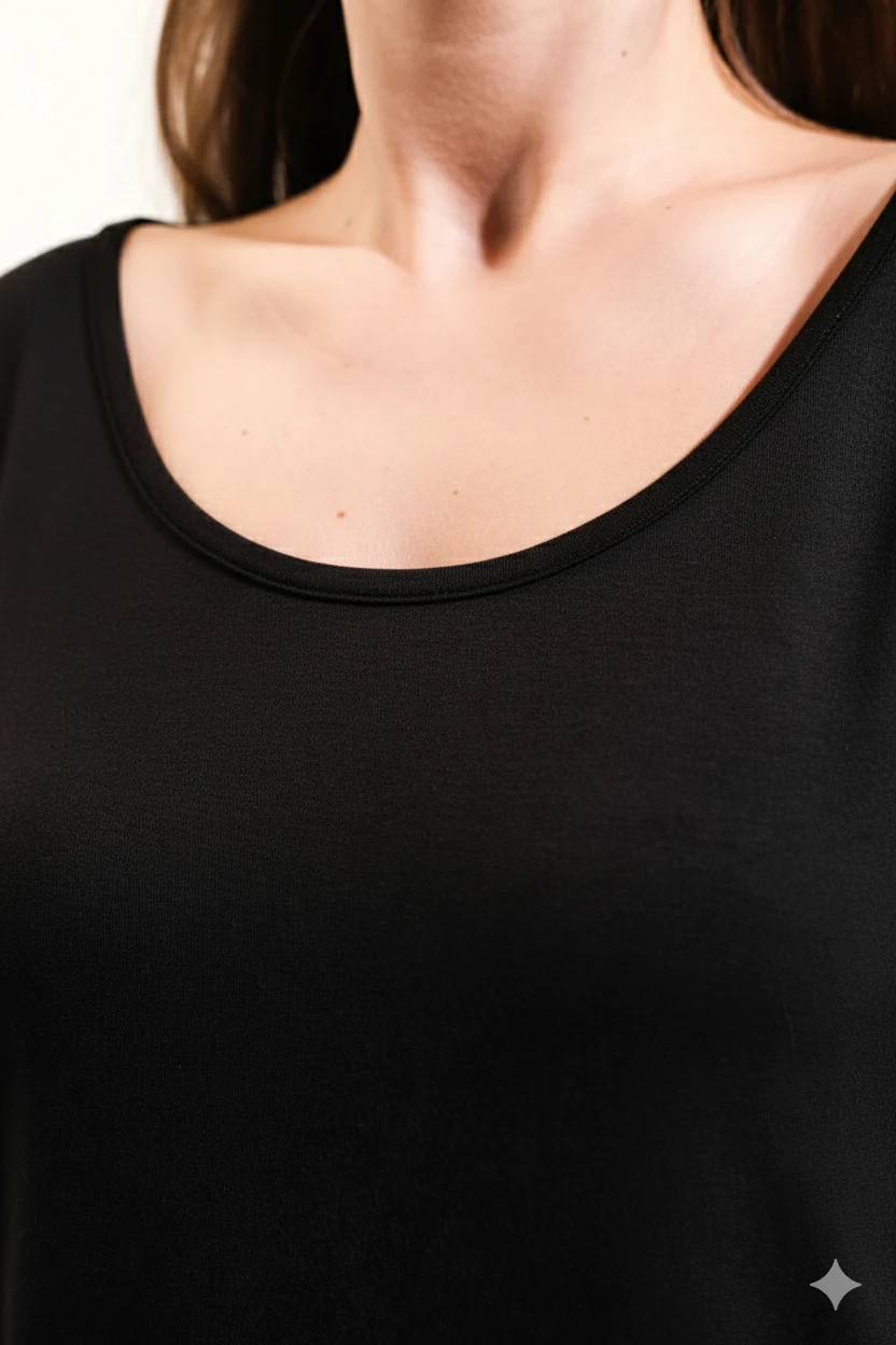 725107_Kadın Düşük Kollu Yuvarlak Yakalı Tshirt