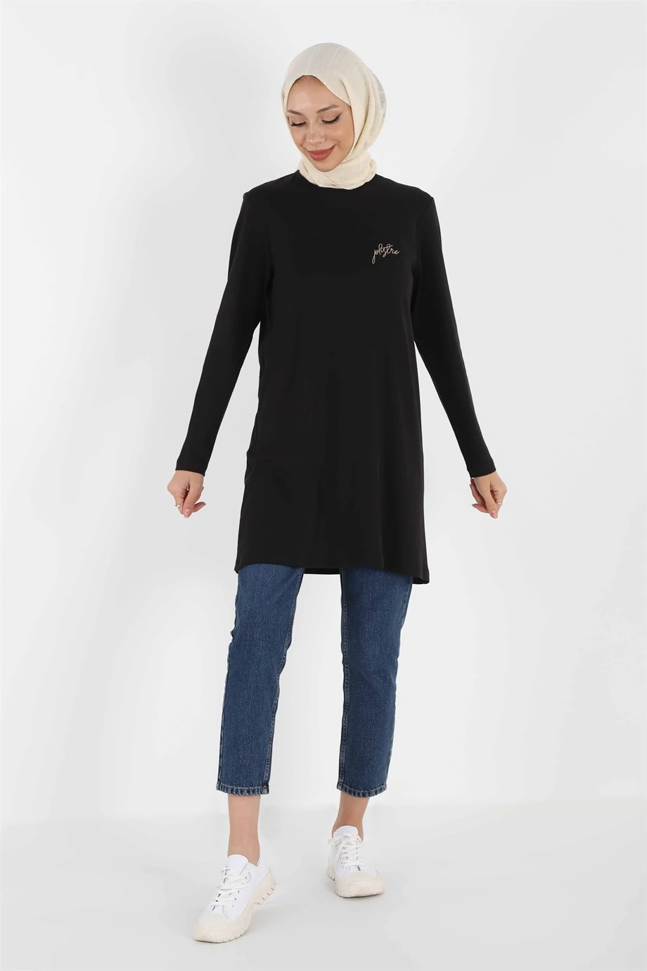 1451_Nakışlı Basic Tesettür Tunik