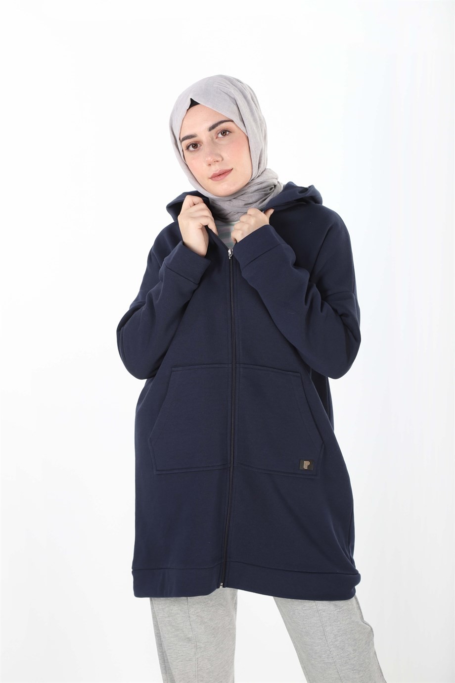 1929_Fermuarlı Tesettür Sweatshirt