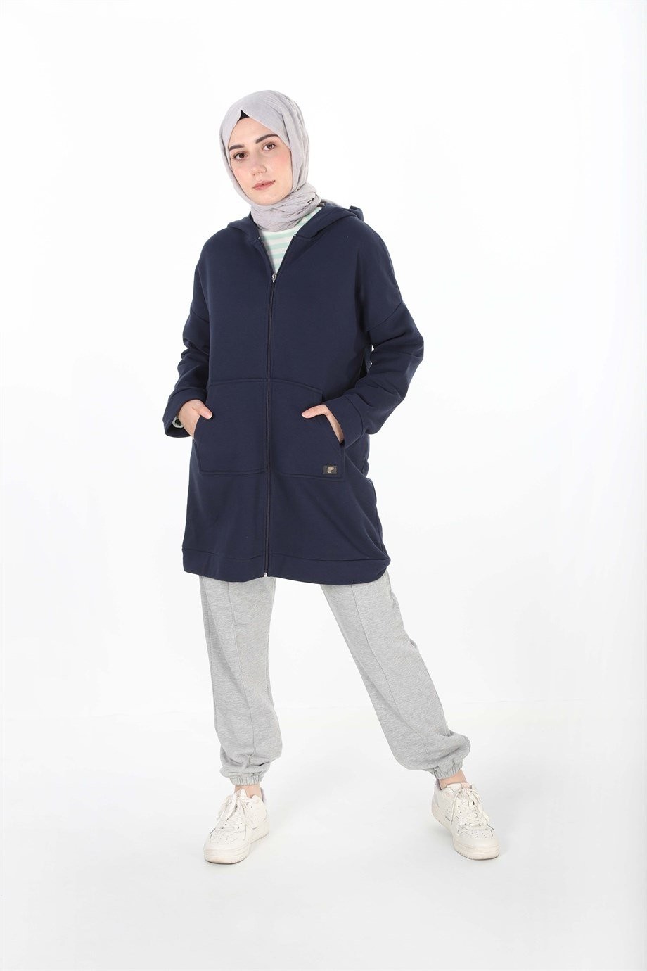 1929_Fermuarlı Tesettür Sweatshirt