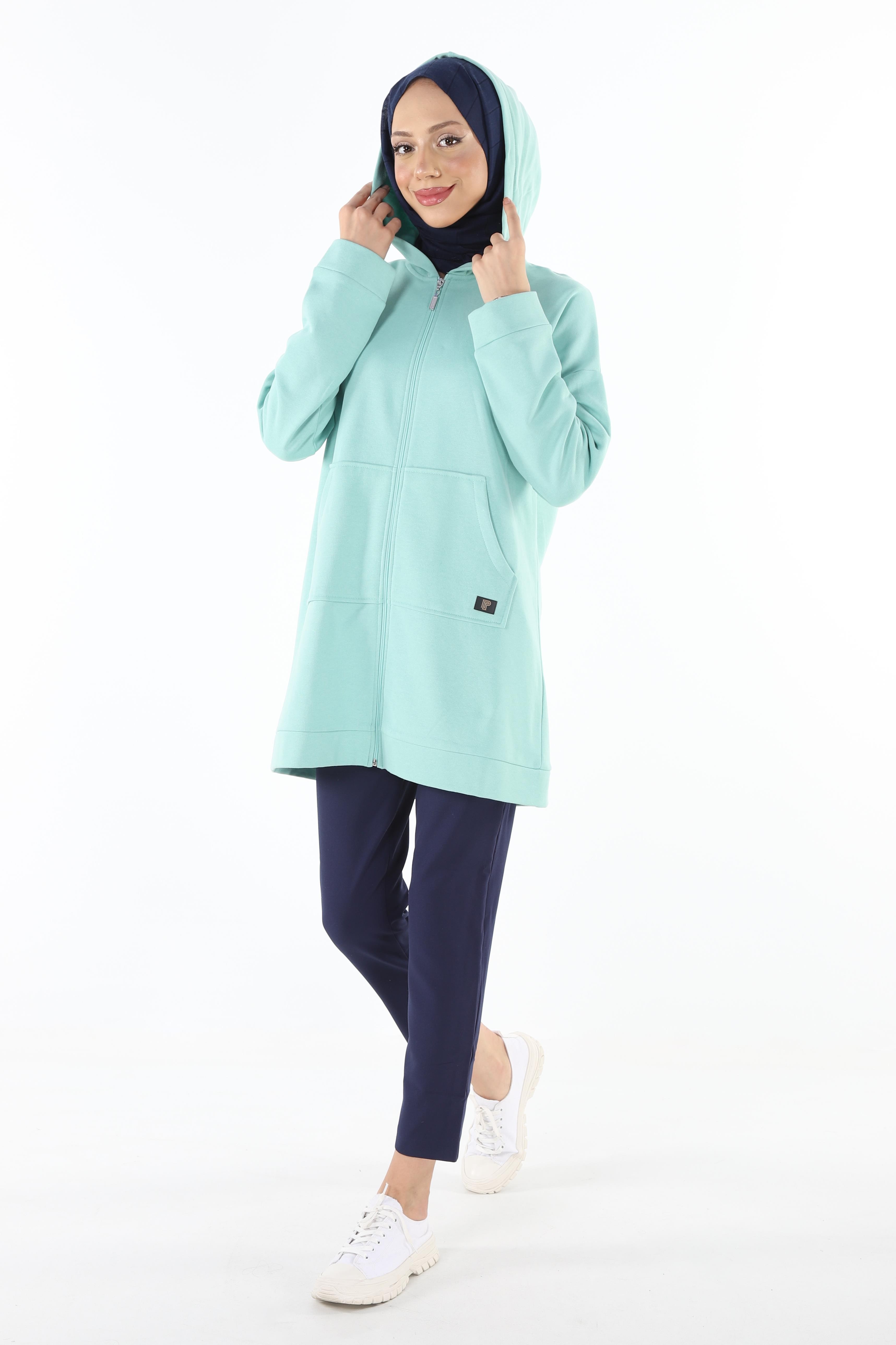 1929_Fermuarlı Tesettür Sweatshirt