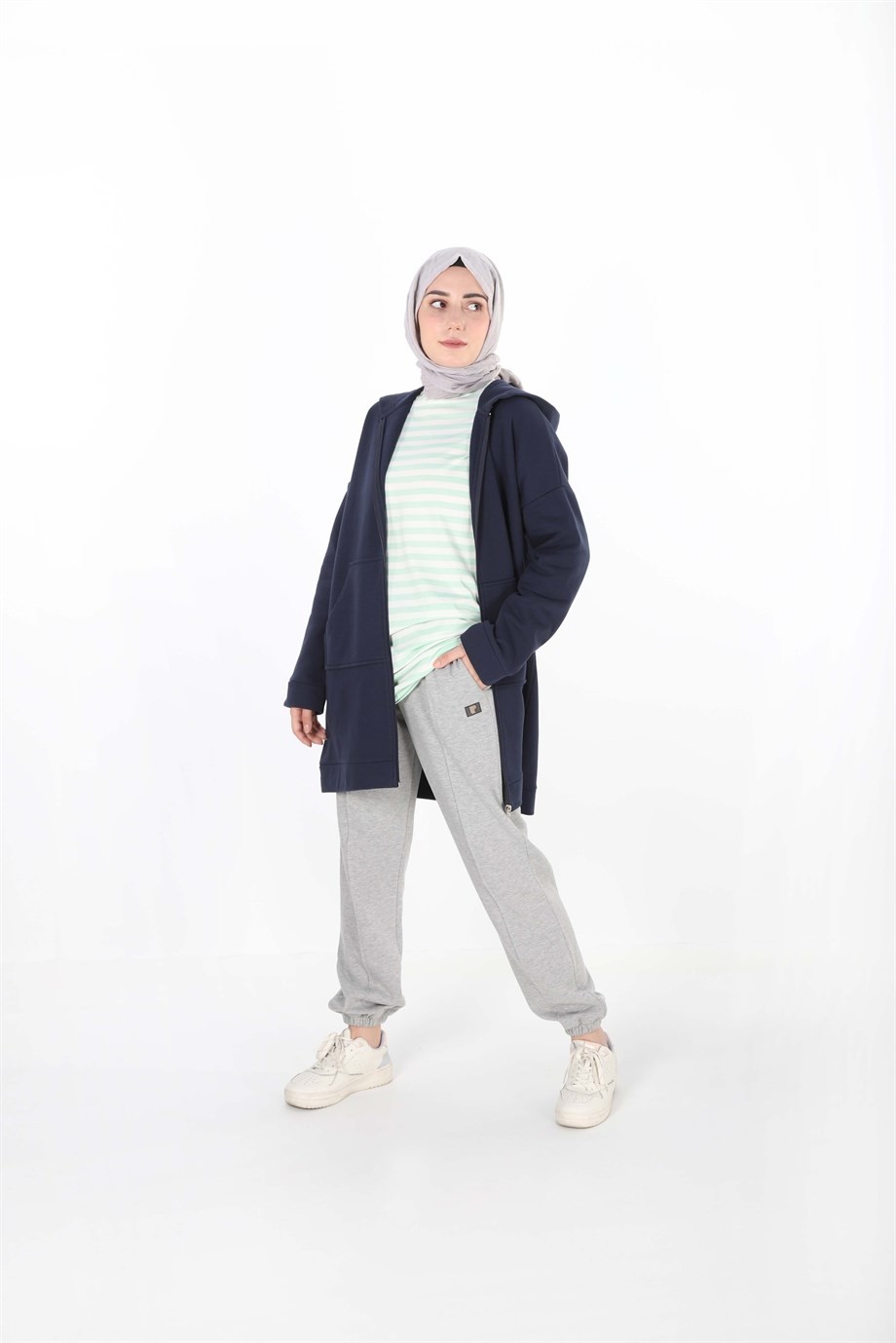 1929_Fermuarlı Tesettür Sweatshirt
