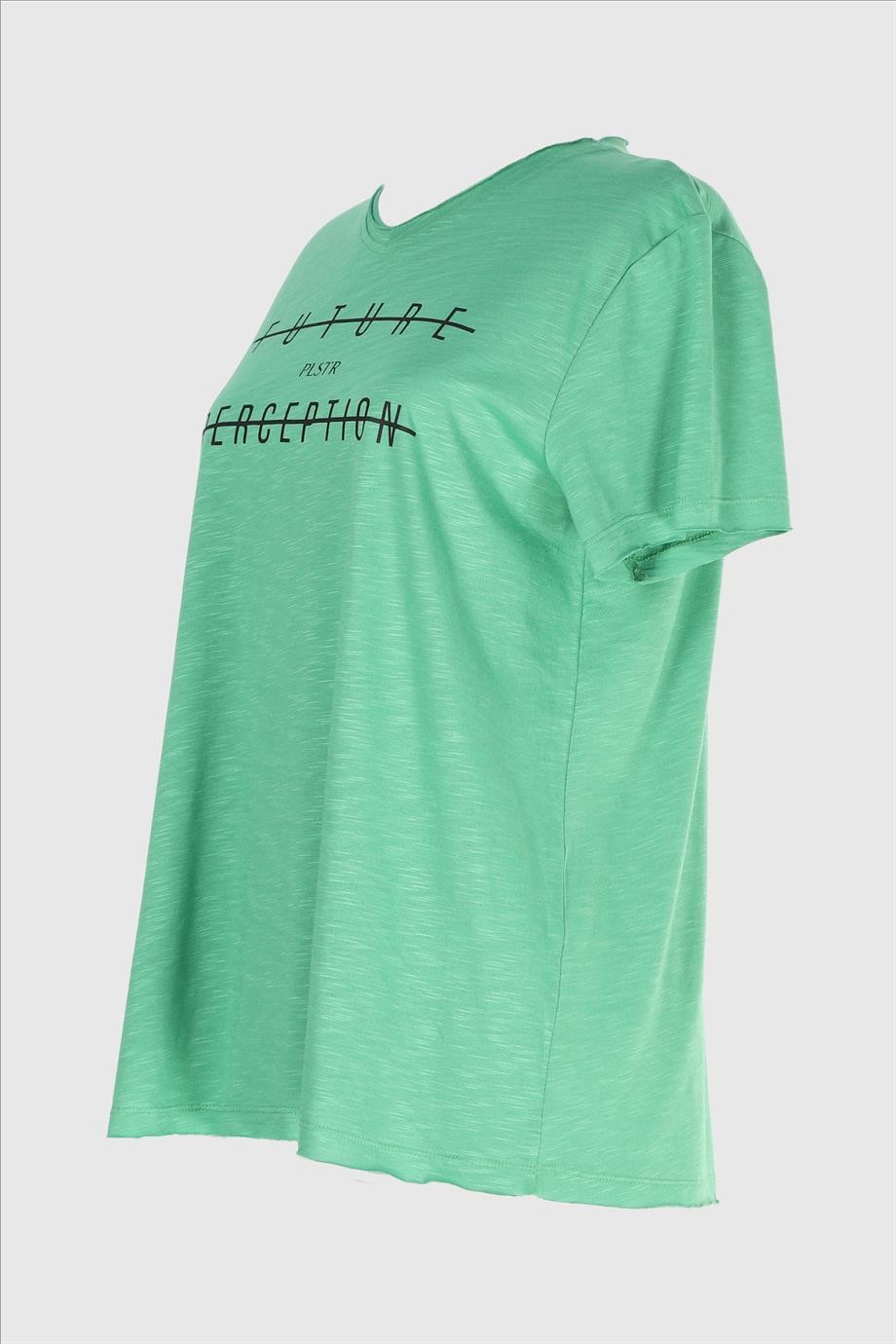 2093_Baskılı V Yaka Kısa Kollu T-shirt