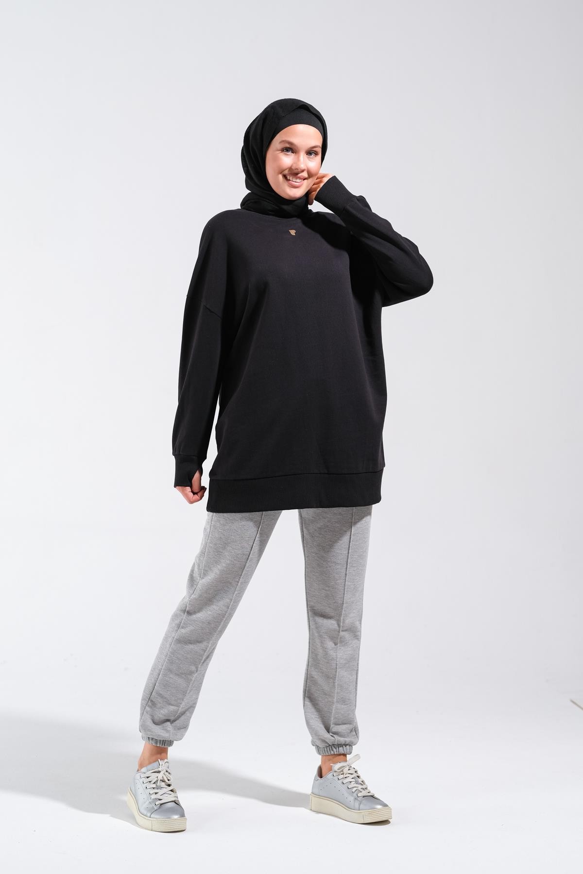 2225_Oversize Bisiklet Yakalı Sweatshirt