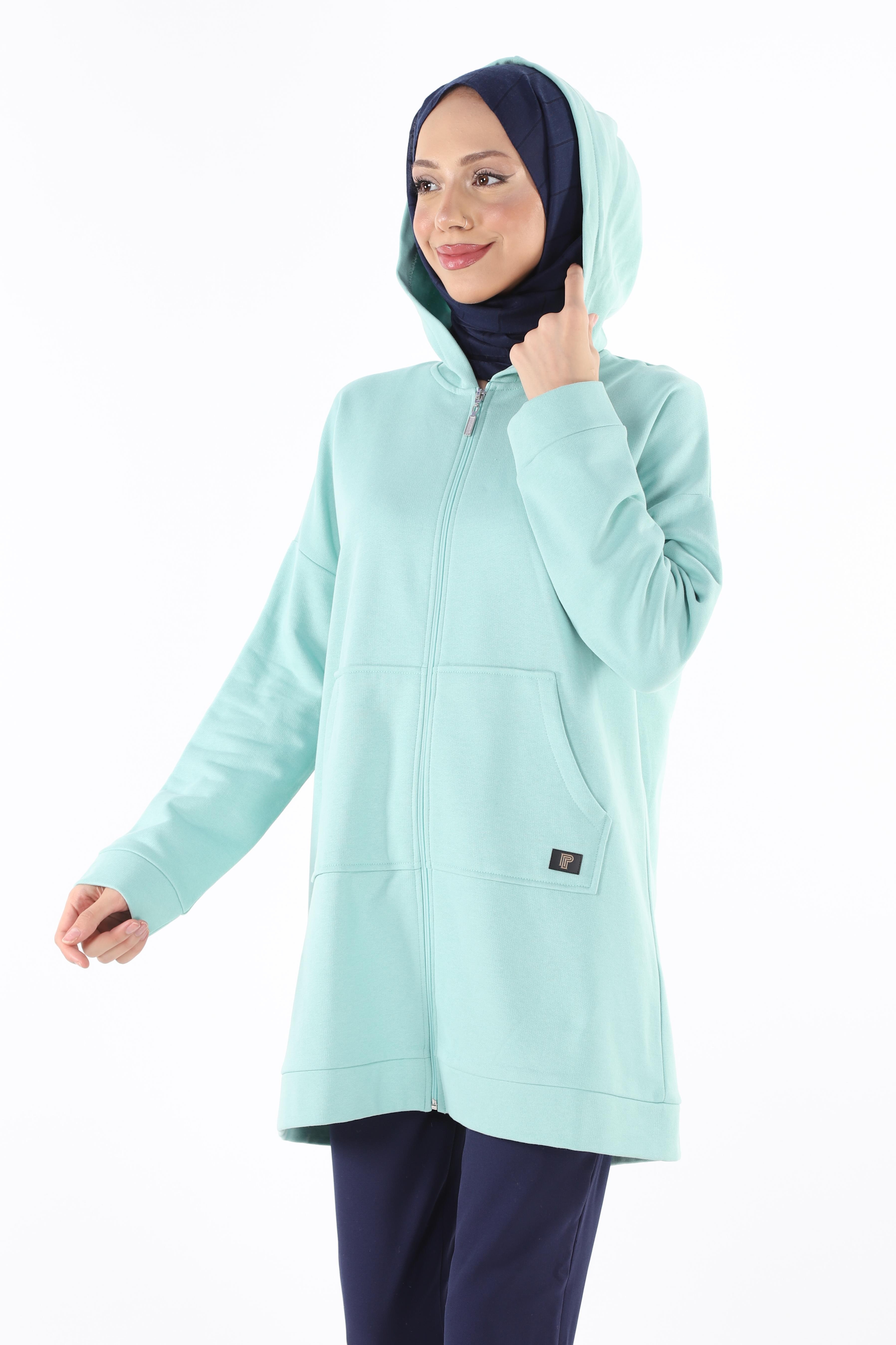 1929_Fermuarlı Tesettür Sweatshirt