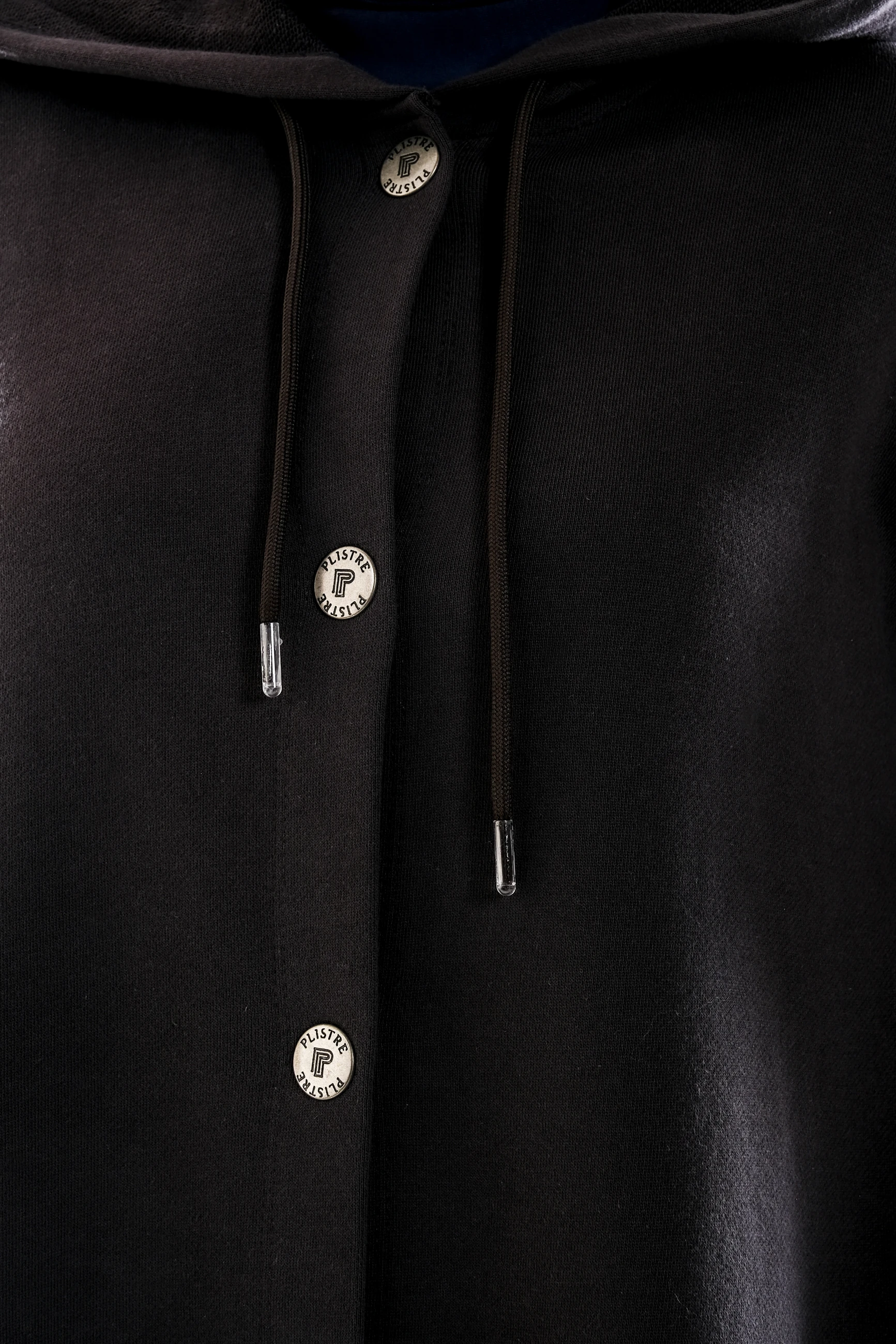 2274_Kadın Antrasit Gri Kapüşonlu Çıtçıtlı 3 İplik Uzun Kap – Oversize Cepli Mevsimlik Tesettür Dış Giyim