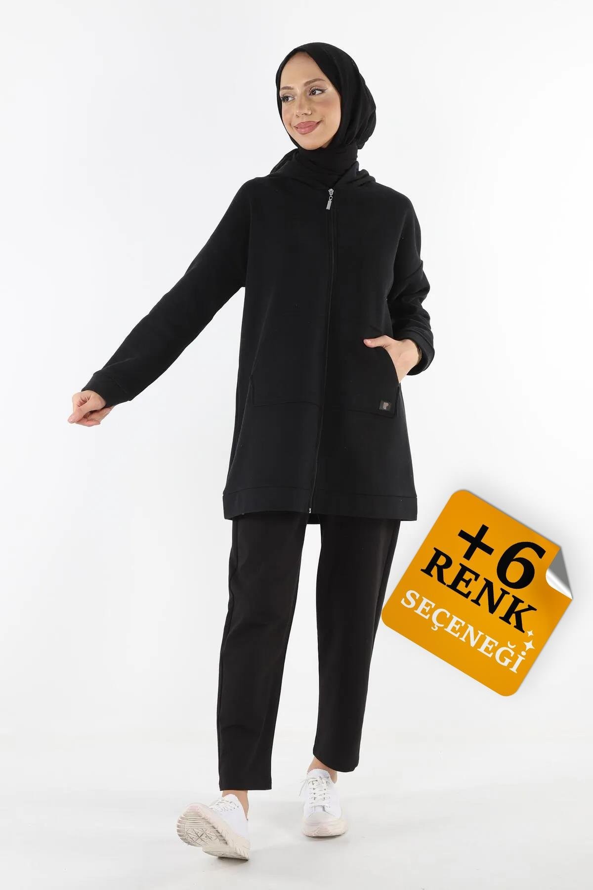 1929_Fermuarlı Tesettür Sweatshirt