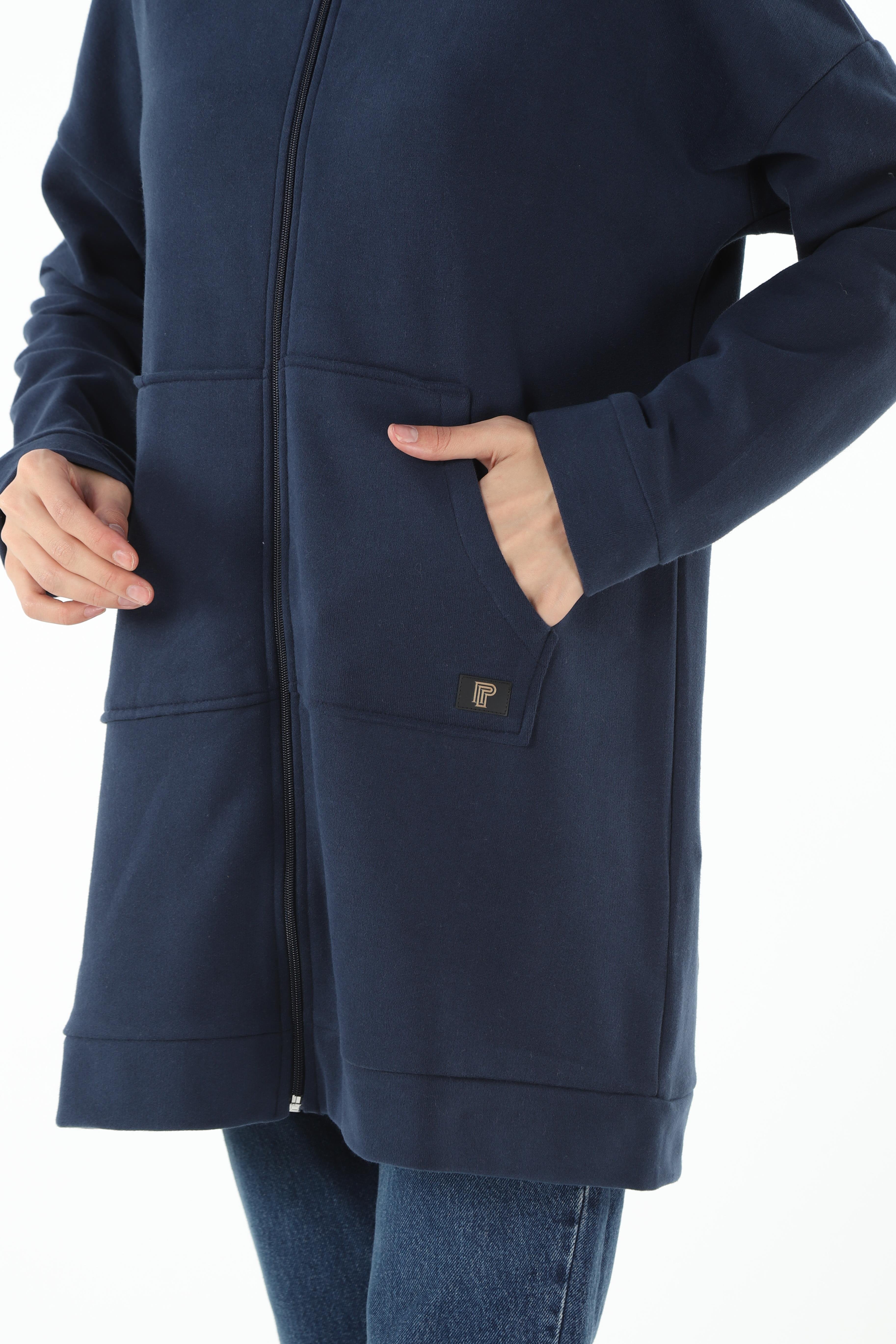 1929_Fermuarlı Tesettür Sweatshirt