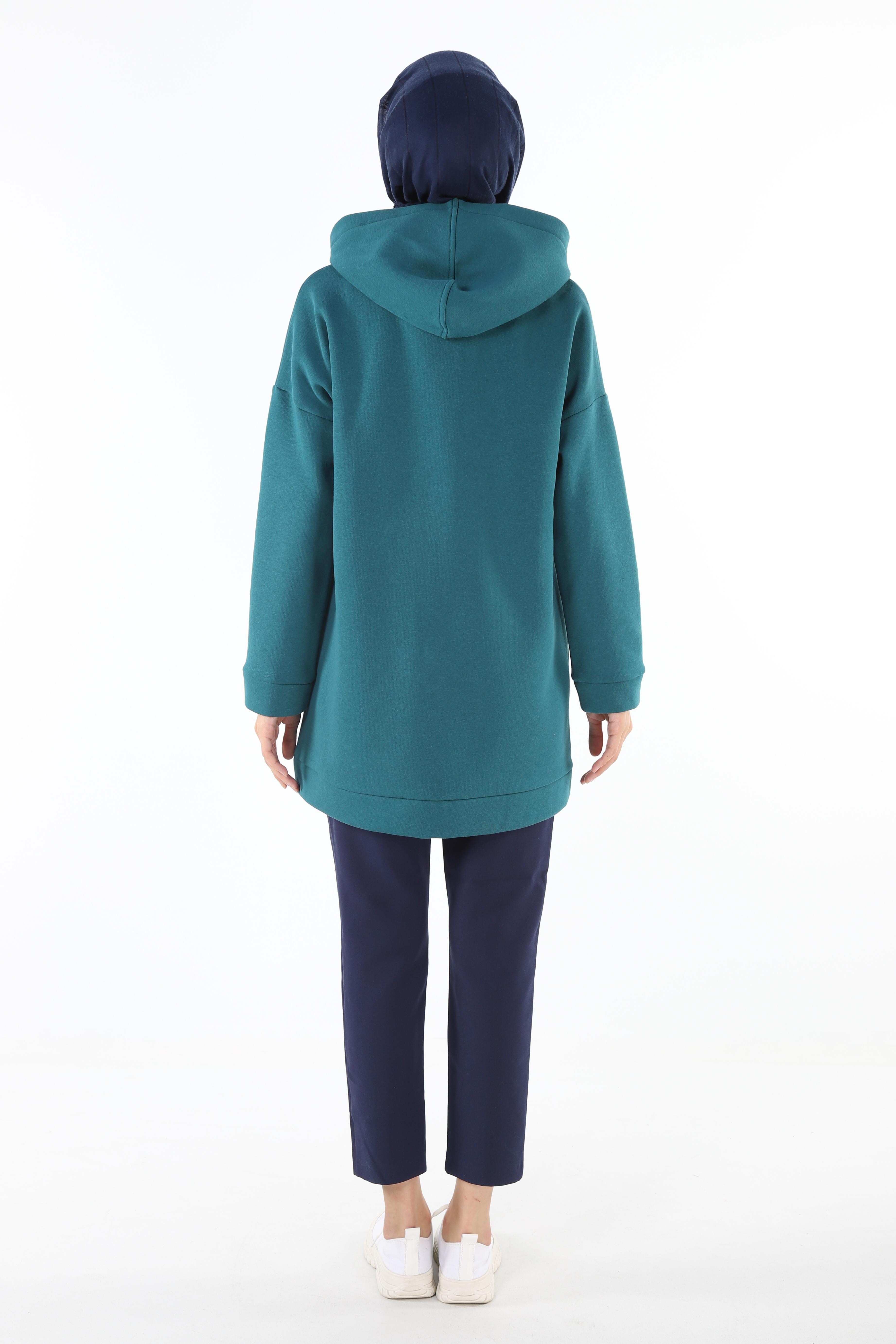 1929_Fermuarlı Tesettür Sweatshirt