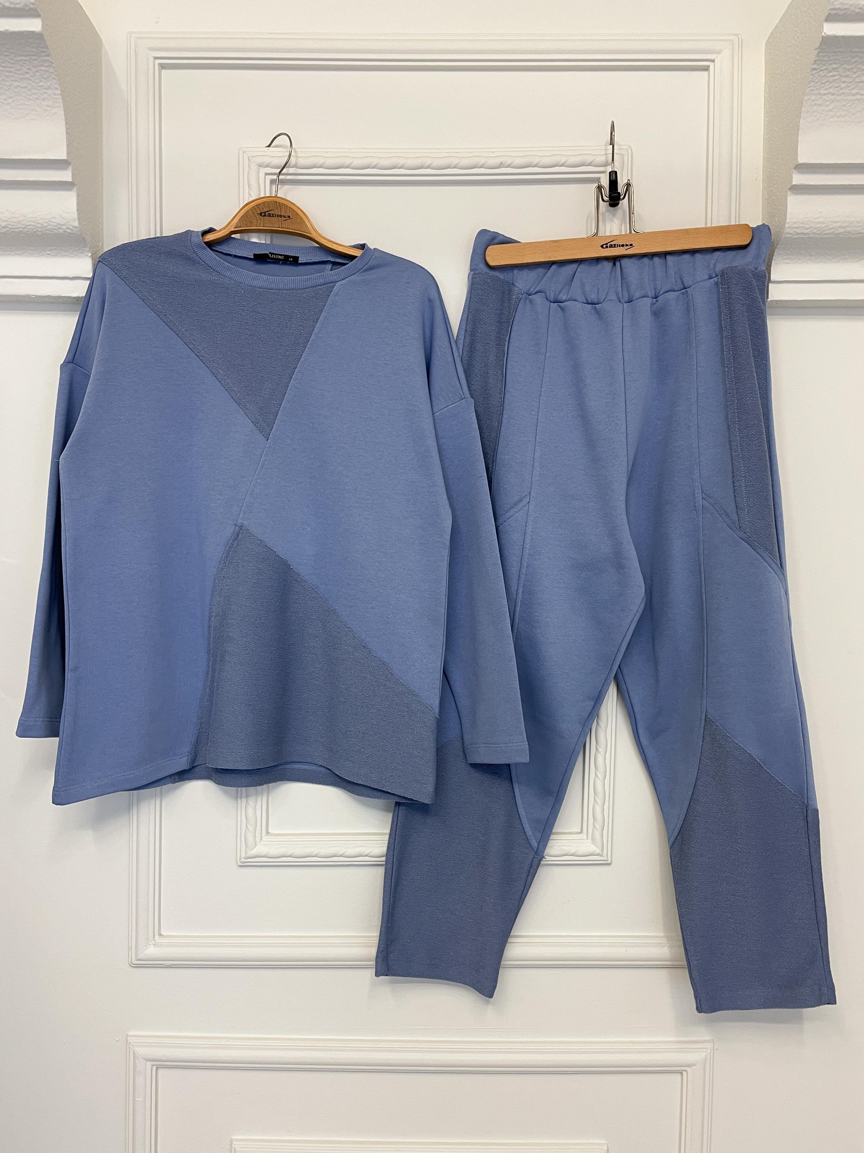 2228_Dikiş Detaylı Oversize Eşofman Tesettür Takım