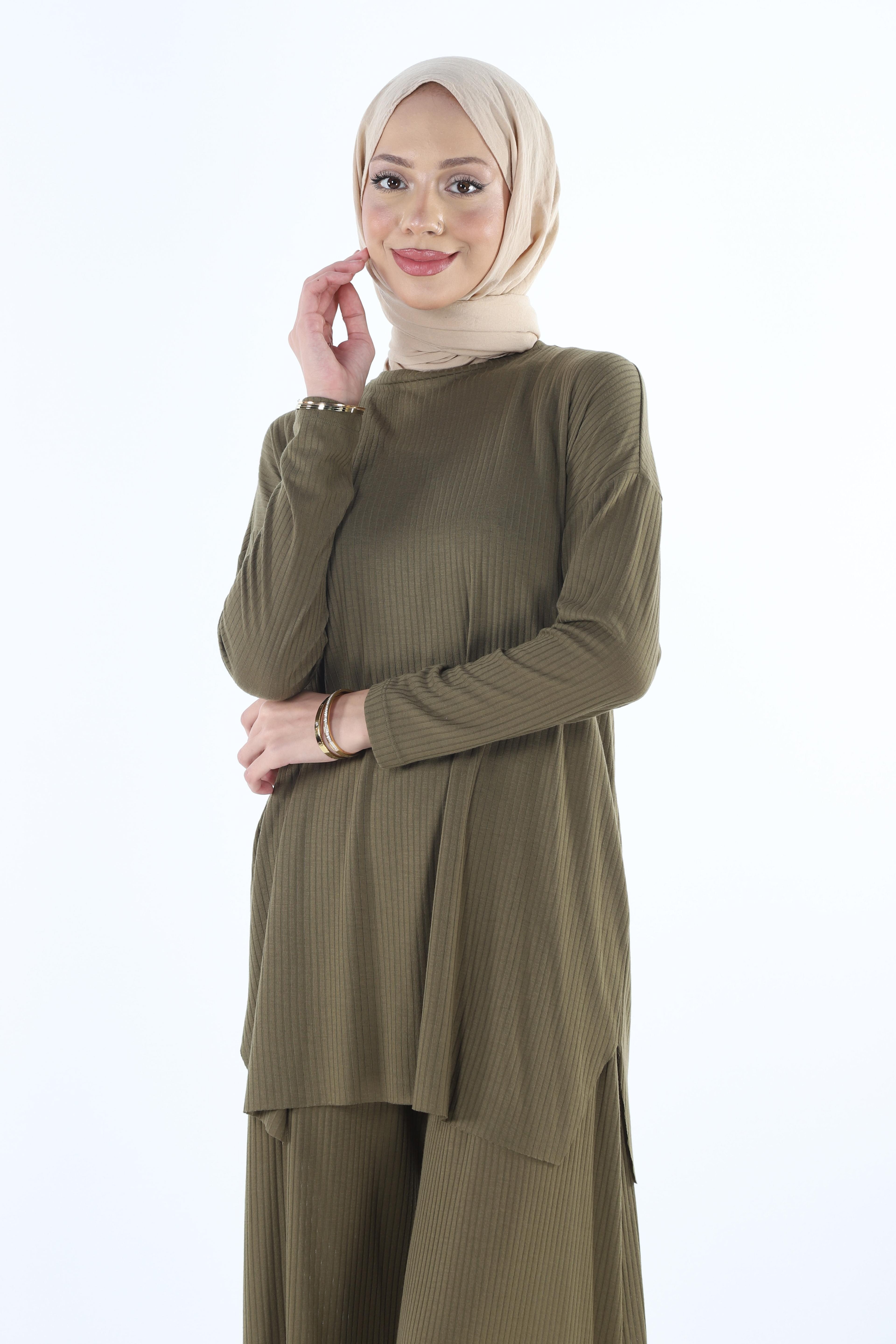 2150_Tesettür Kaşkorse Tunik- Pantolon
