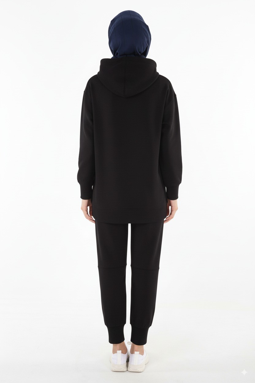 2227_Tesettür Kapüşonlu Sweatshirt & Pantolon Eşofman Takımı