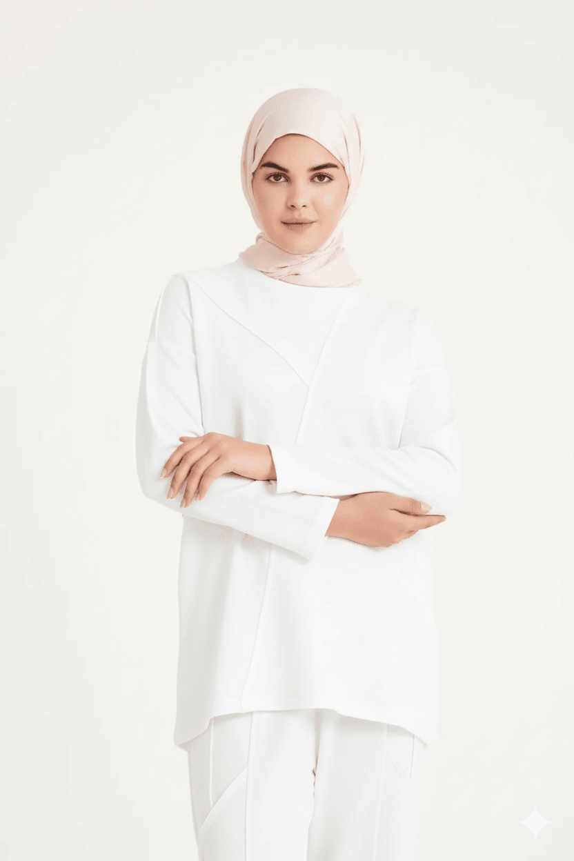 2228_Dikiş Detaylı Oversize Eşofman Tesettür Takım