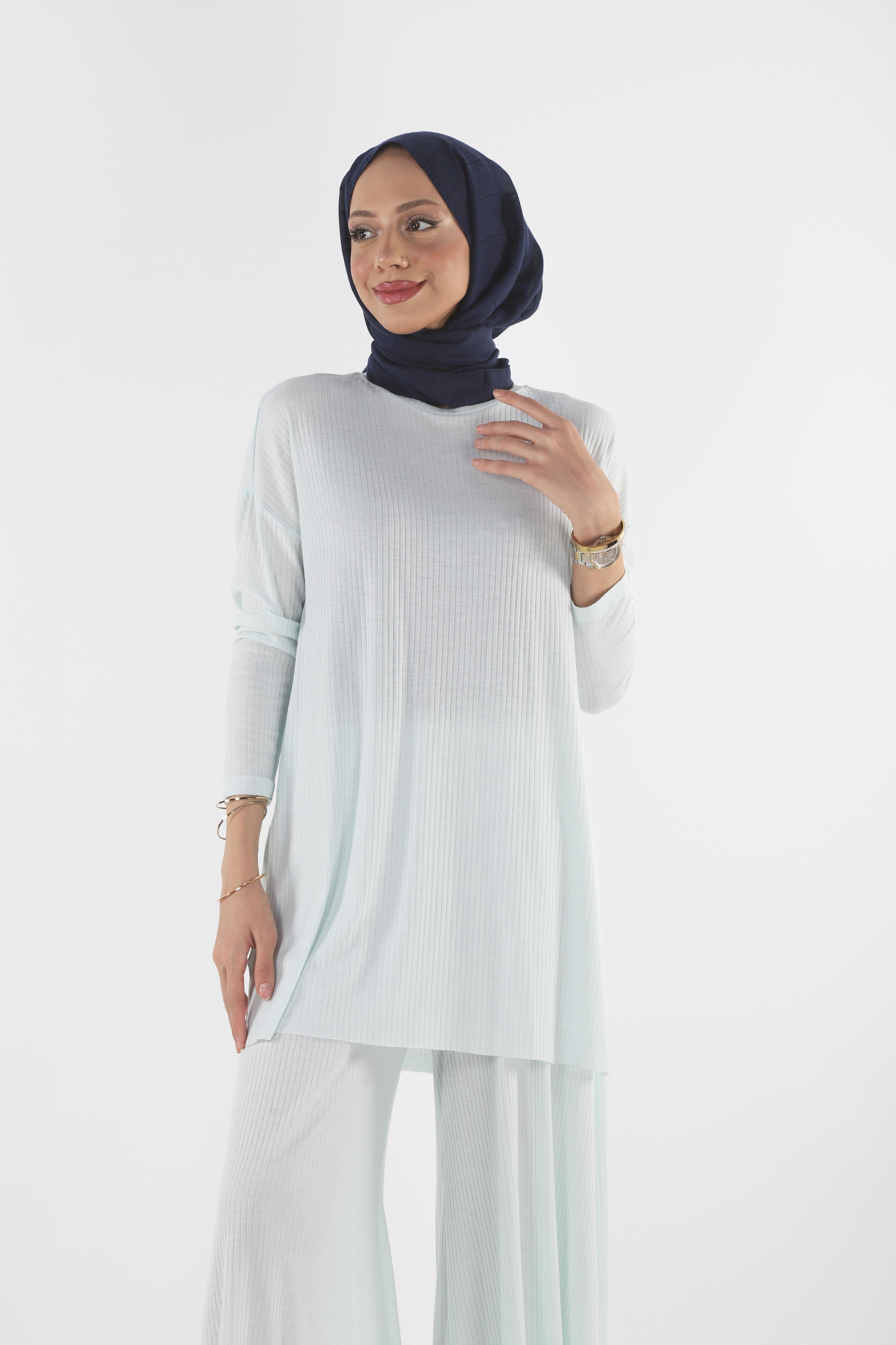 2150_Tesettür Kaşkorse Tunik- Pantolon