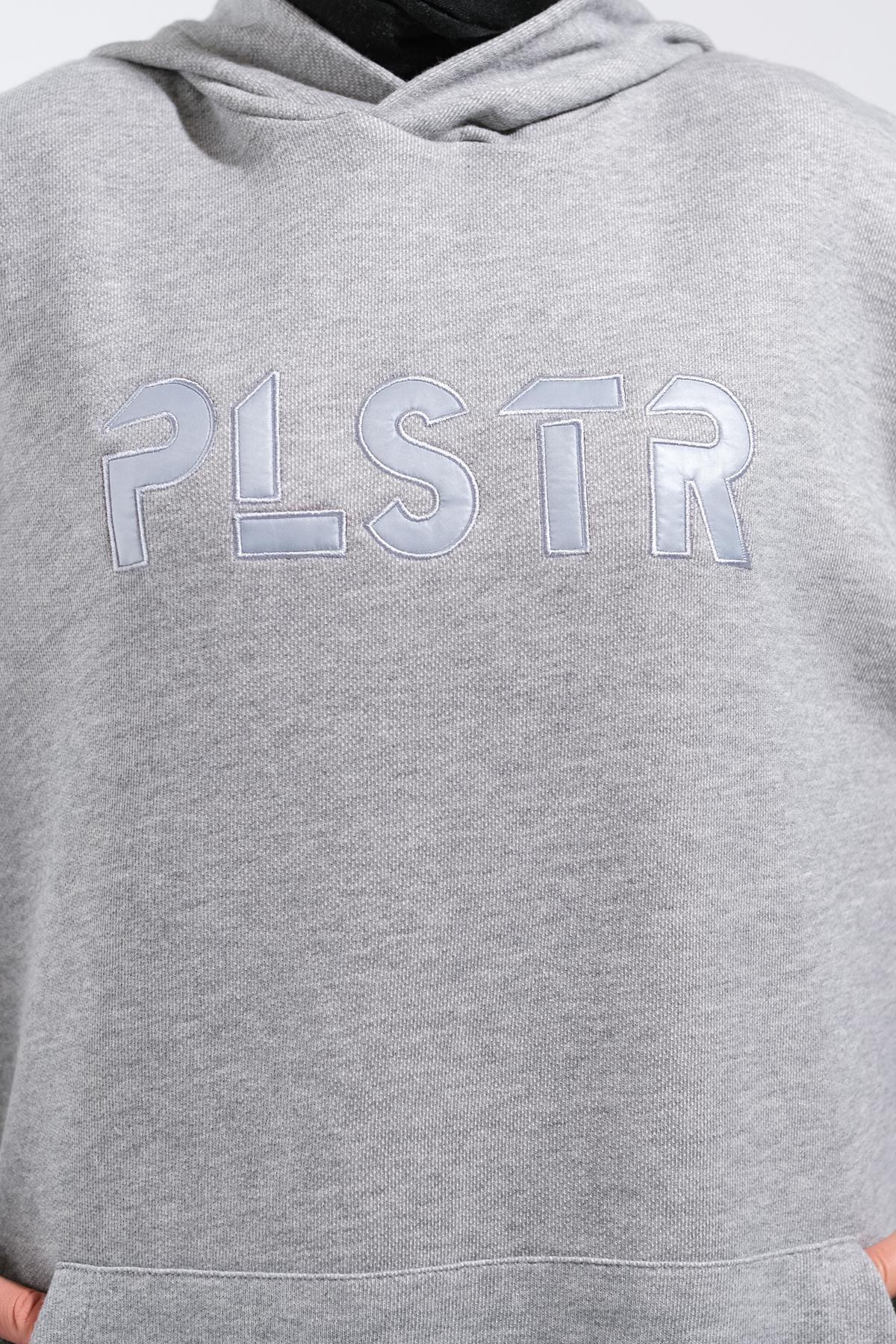 1596_Plistre Nakışlı Oversize Tesettür Sweatshirt Uzun ve Büyük Kalıp