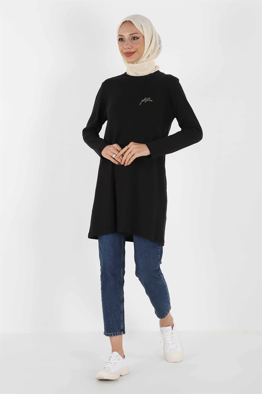 1451_Nakışlı Basic Tesettür Tunik