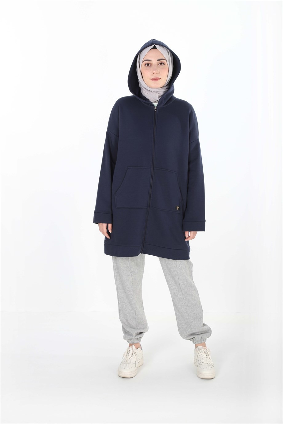 1929_Fermuarlı Tesettür Sweatshirt