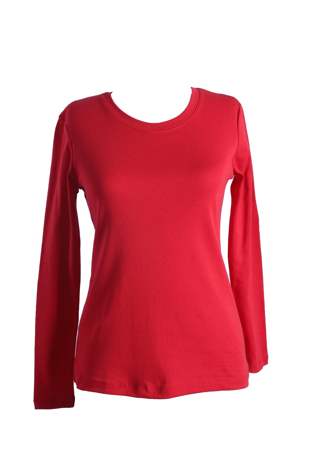 724104_Kadın Uzun Kollu Basic Bisiklet Yaka Tshirt