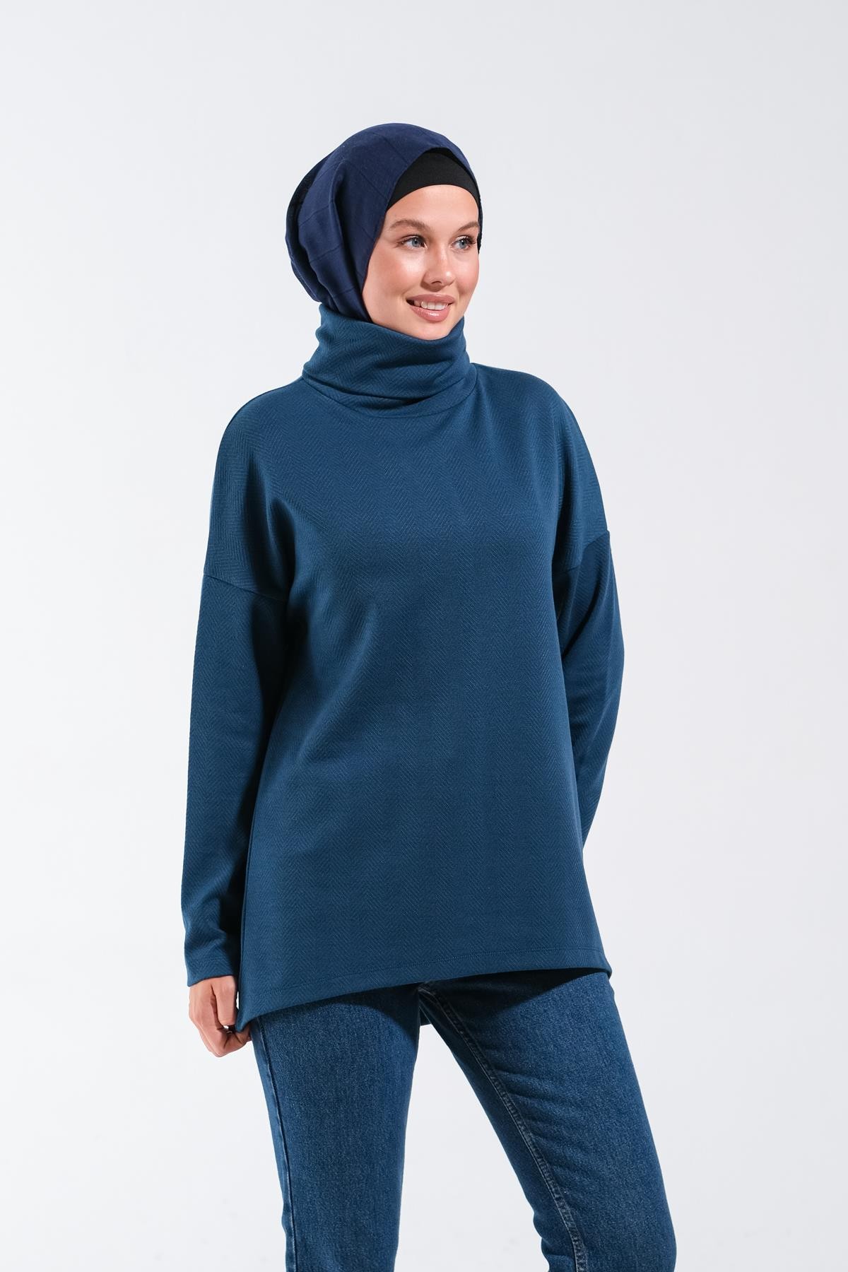 2249_Geniş Yüksek Yakalı Tunik