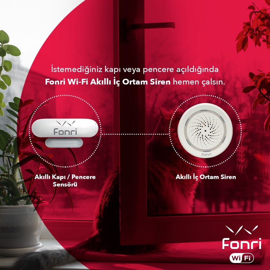 Fonri Wi-Fi Smart Wireless Indoor Siren With Google Assistant And Tuya Supported, Remote Control