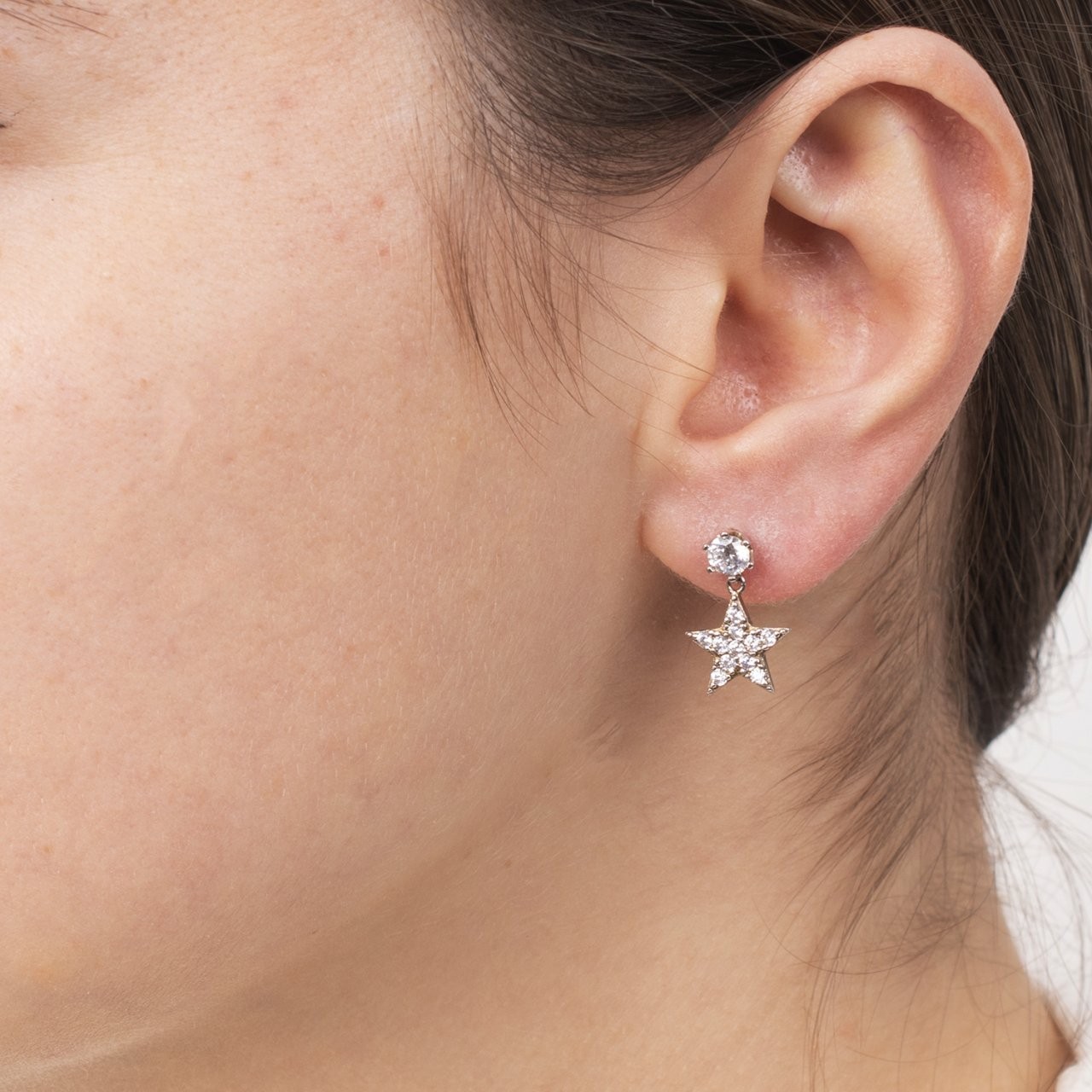 Nur Silver Sallantılı Yıldız Gümüş Küpe NUR-KP00130