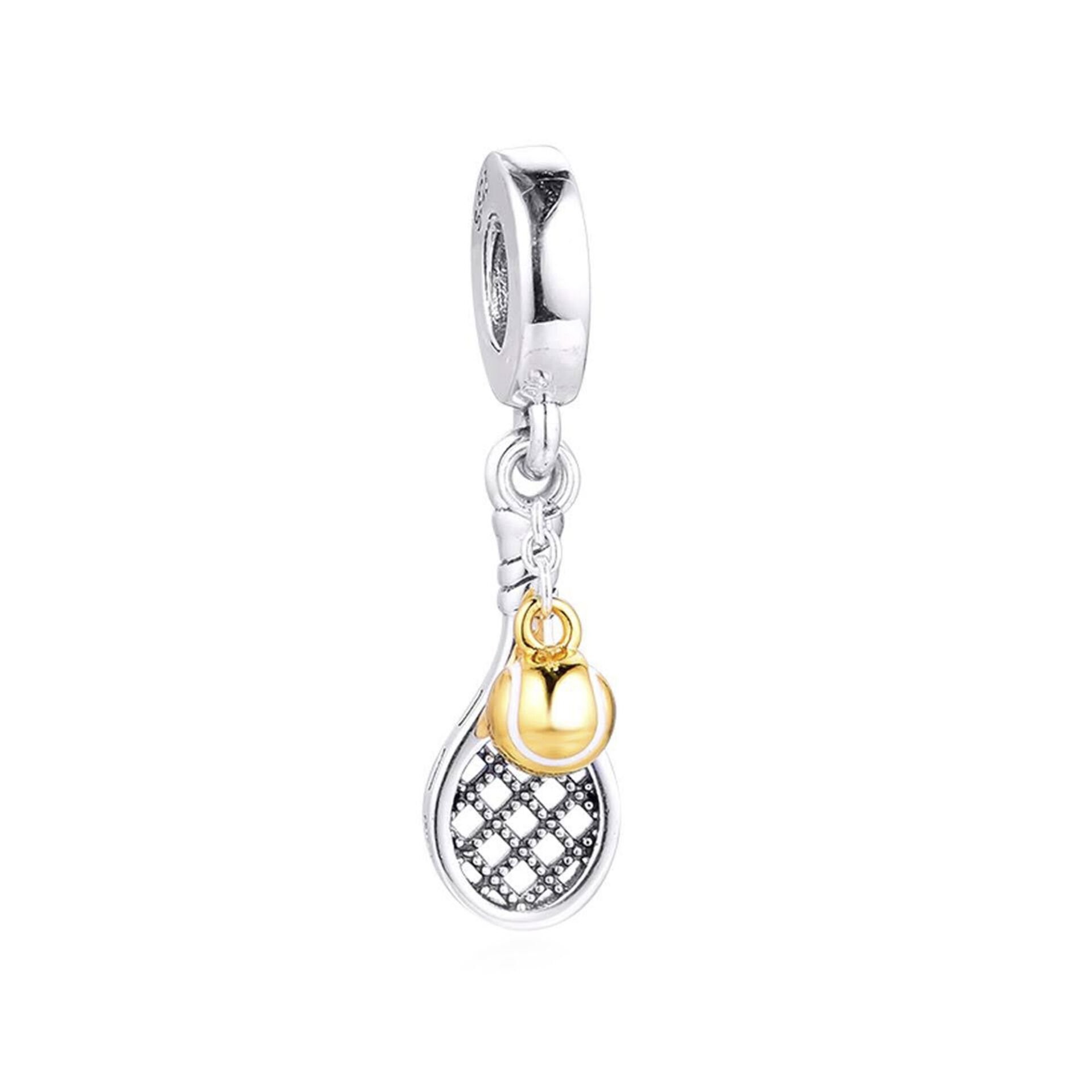 Nur Silver Tenis Topu ve Tenis Raketi Gümüş Charm NUR-BL00122